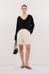 ORELIA BLACK COWL NECK SLEEVED TOP