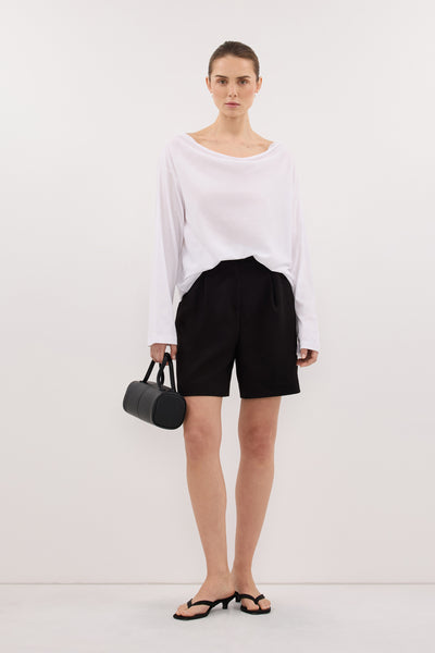 Stas wearing ORELIA WHITE COWL NECK SLEEVED TOP