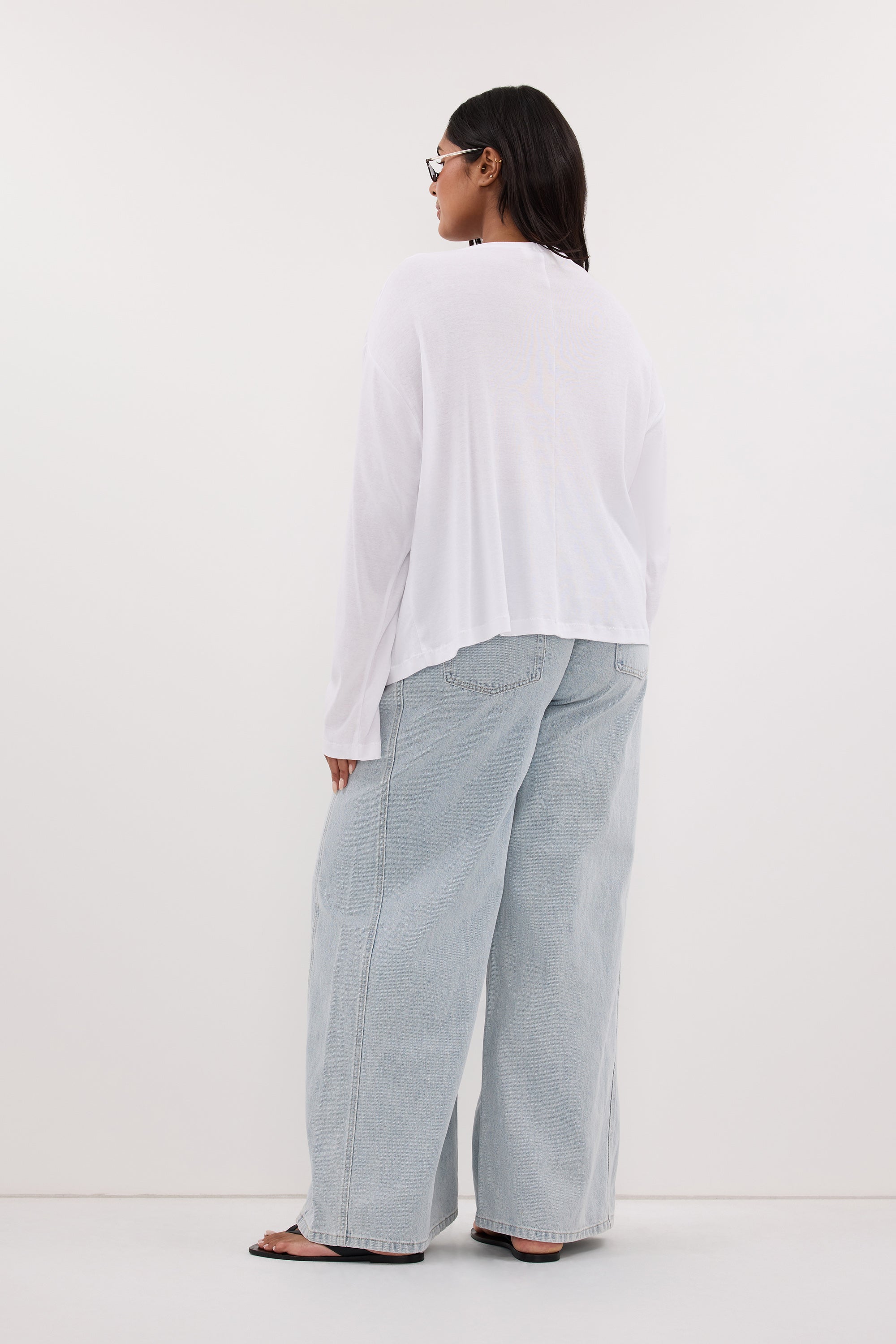 ORELIA WHITE COWL NECK SLEEVED TOP