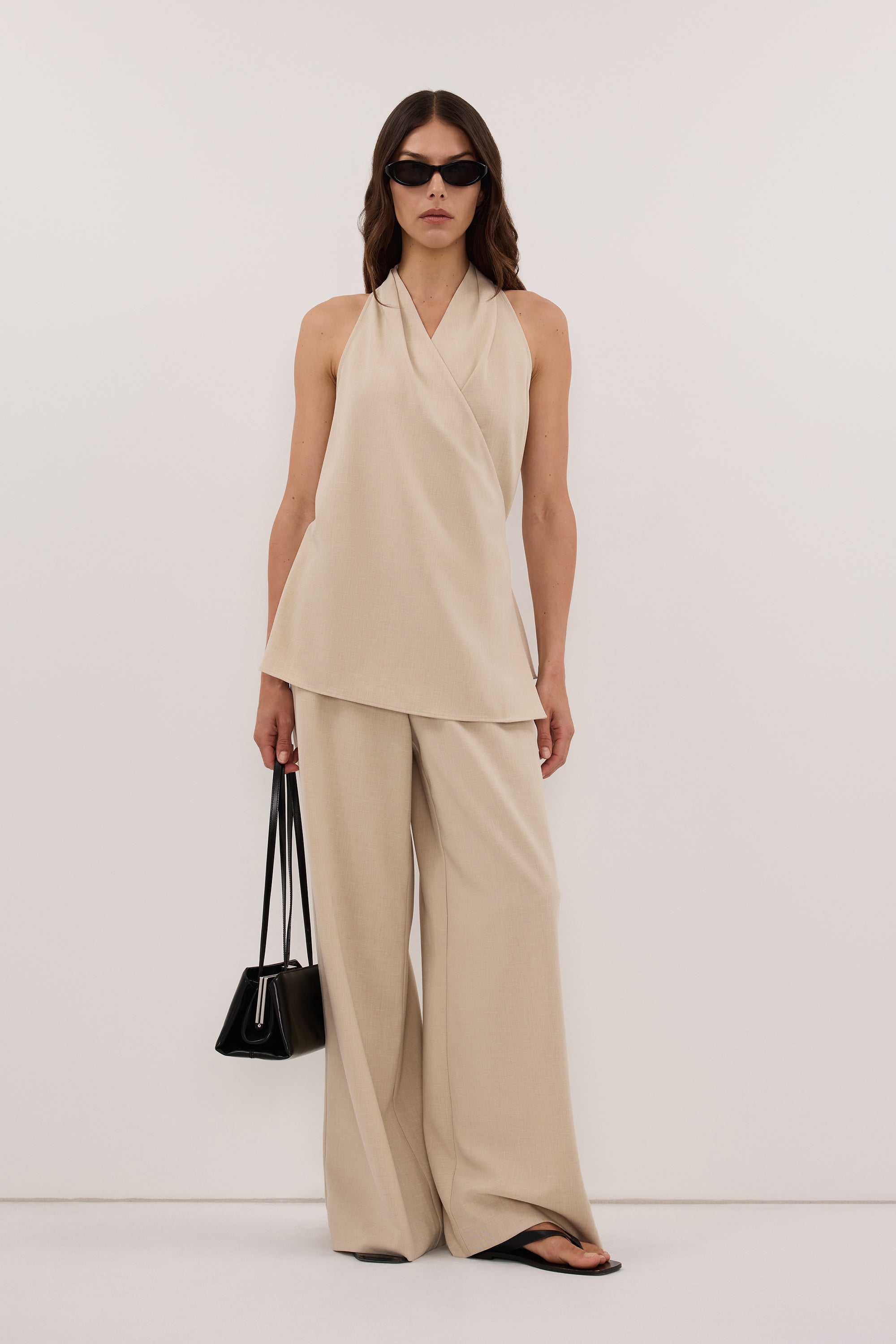 KENDALL OAT WRAP HALTER TOP