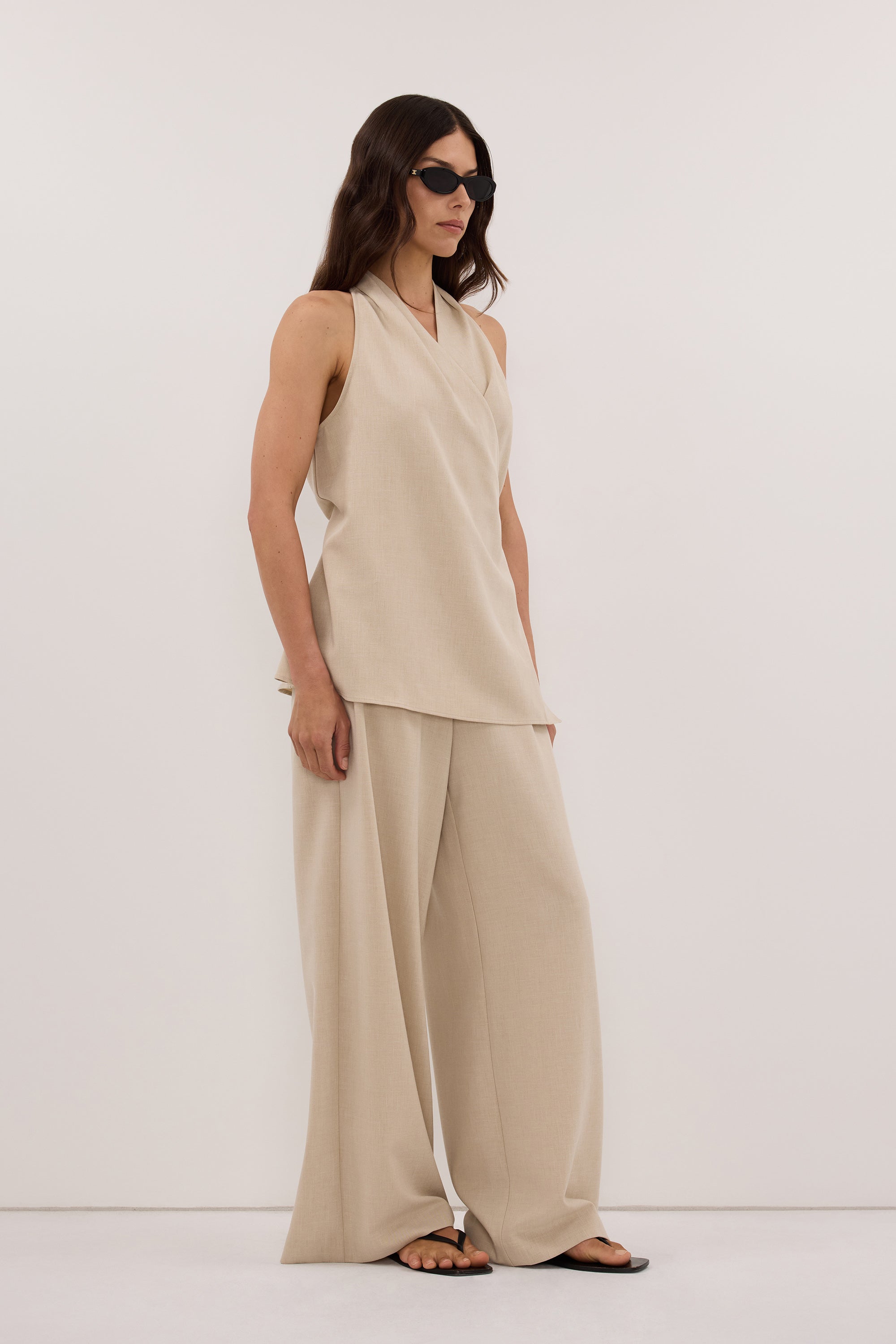 KENDALL OAT WRAP HALTER TOP