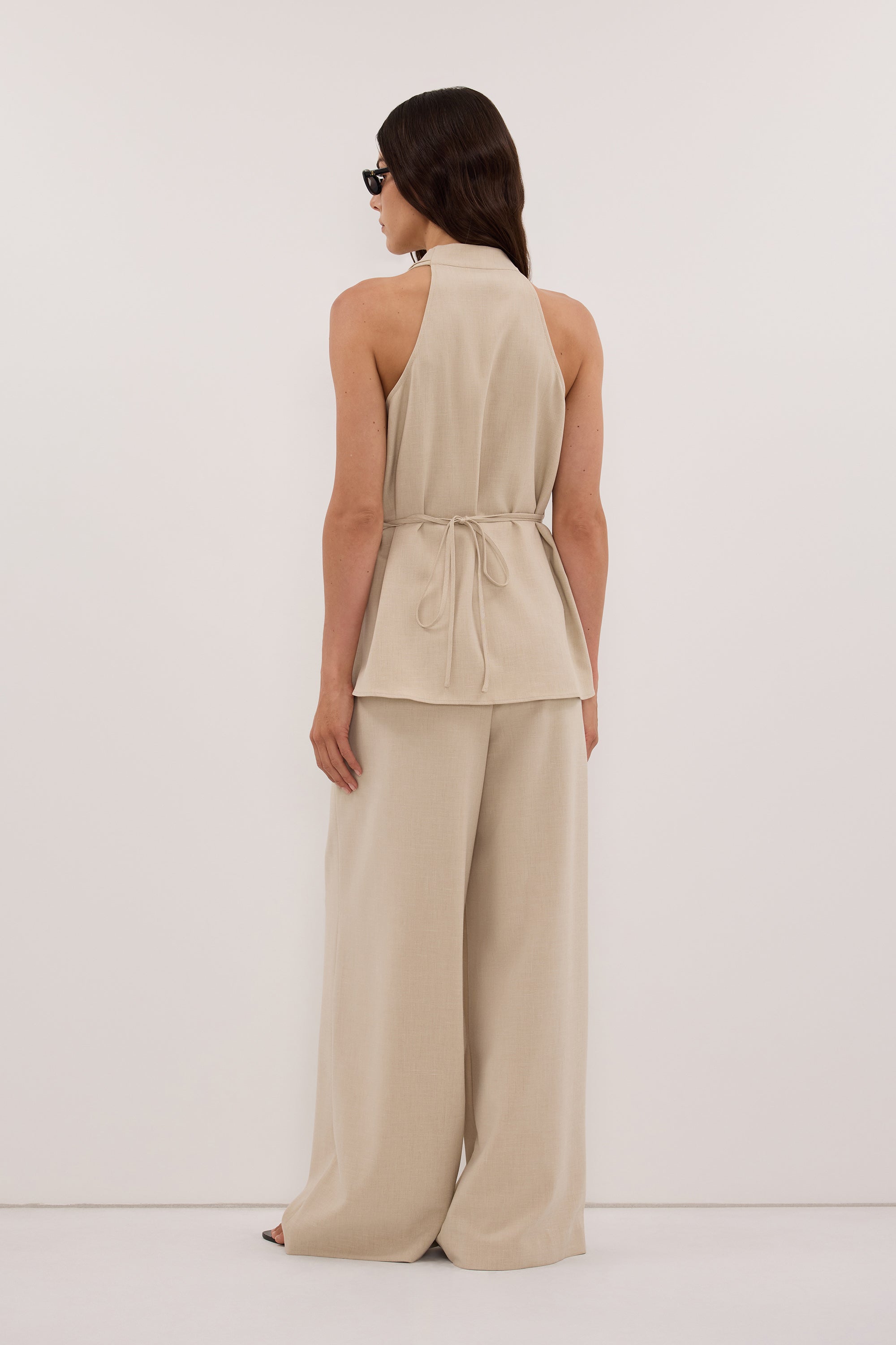 KENDALL OAT WRAP HALTER TOP
