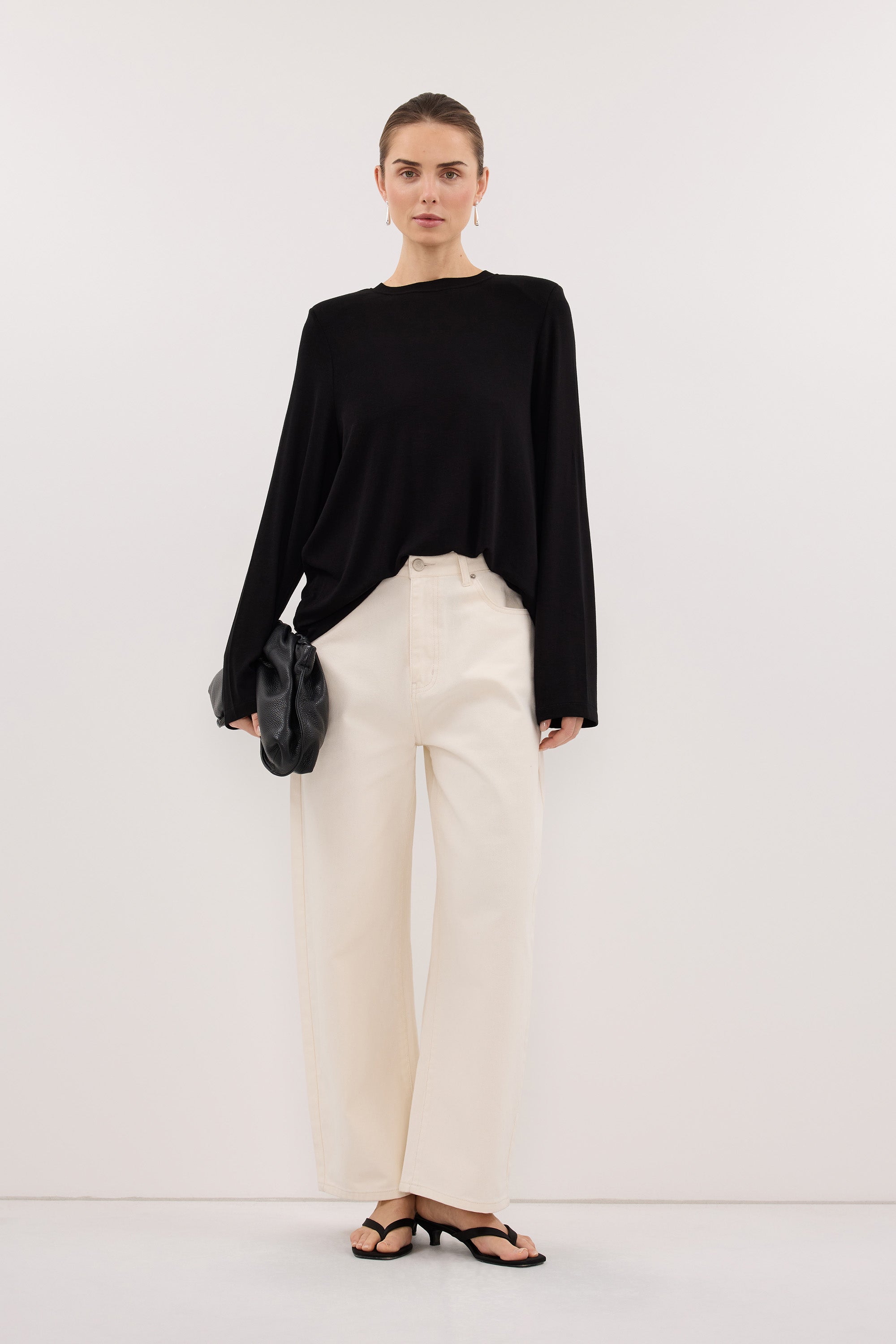 RENI BLACK SHOULDER PAD TOP