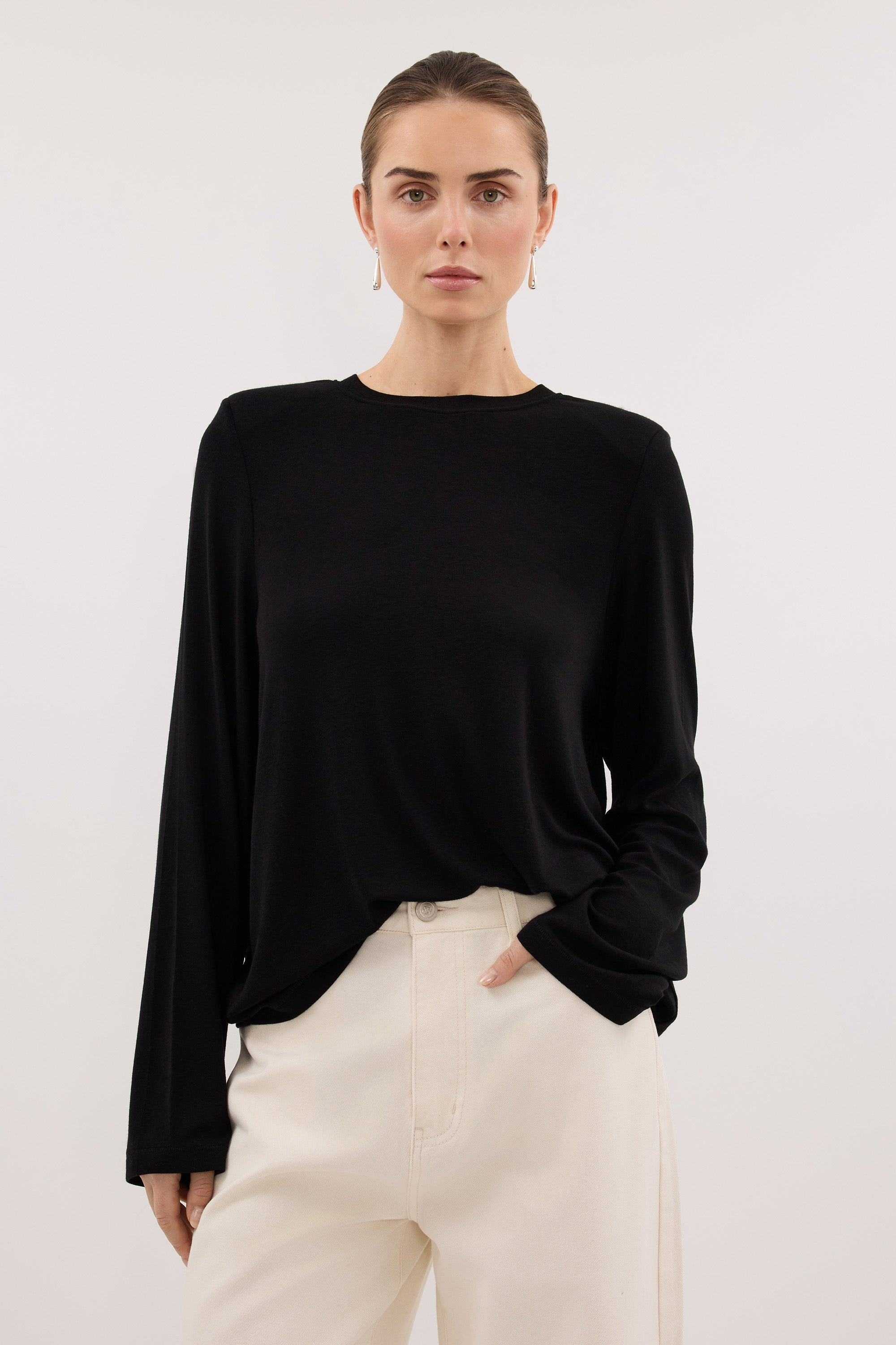 RENI BLACK SHOULDER PAD TOP