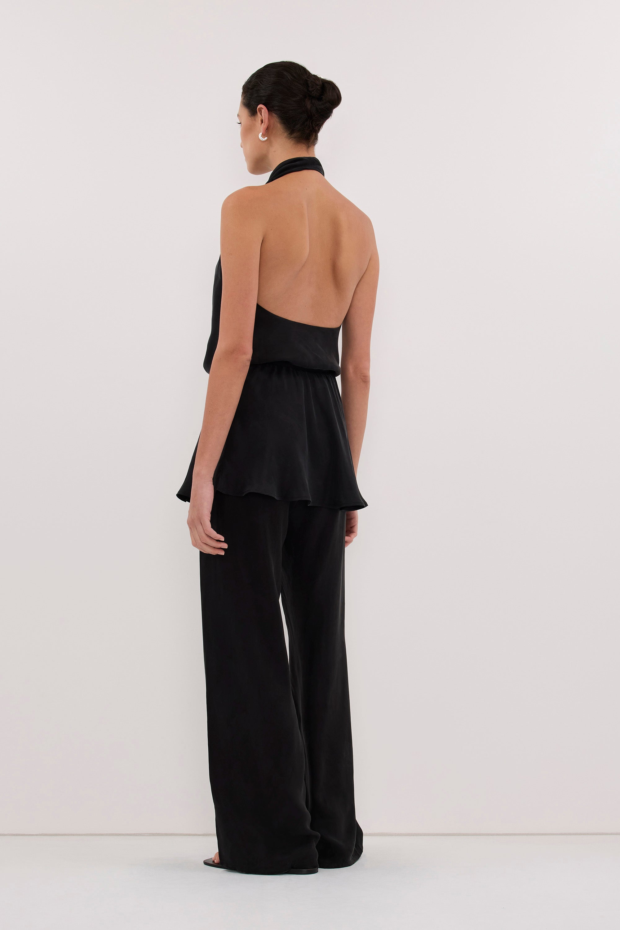 ADELE BLACK CUPRO COWL NECK TOP