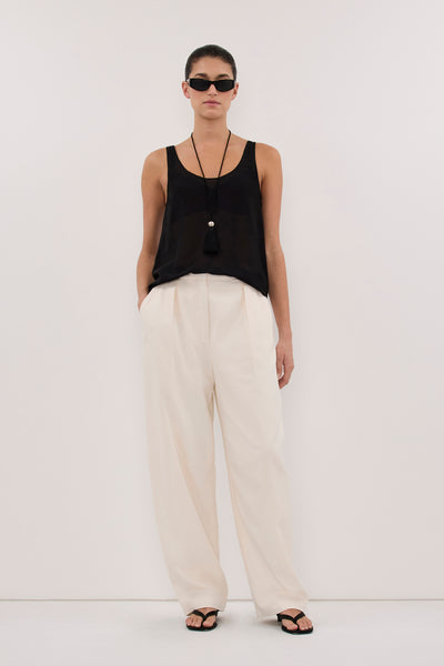 Aude wearing JOSIE BLACK SHEER TANK