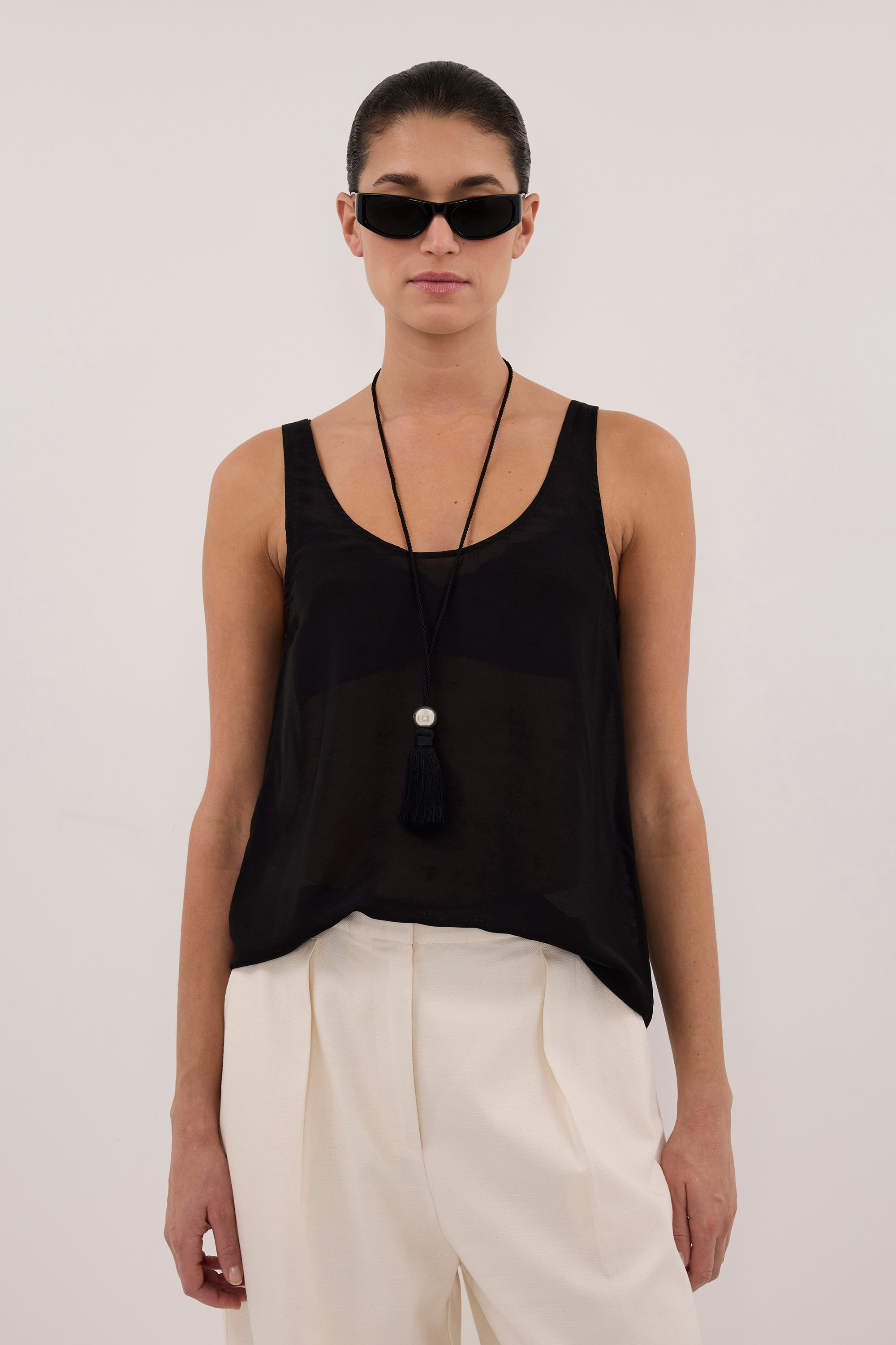 JOSIE BLACK SHEER TANK