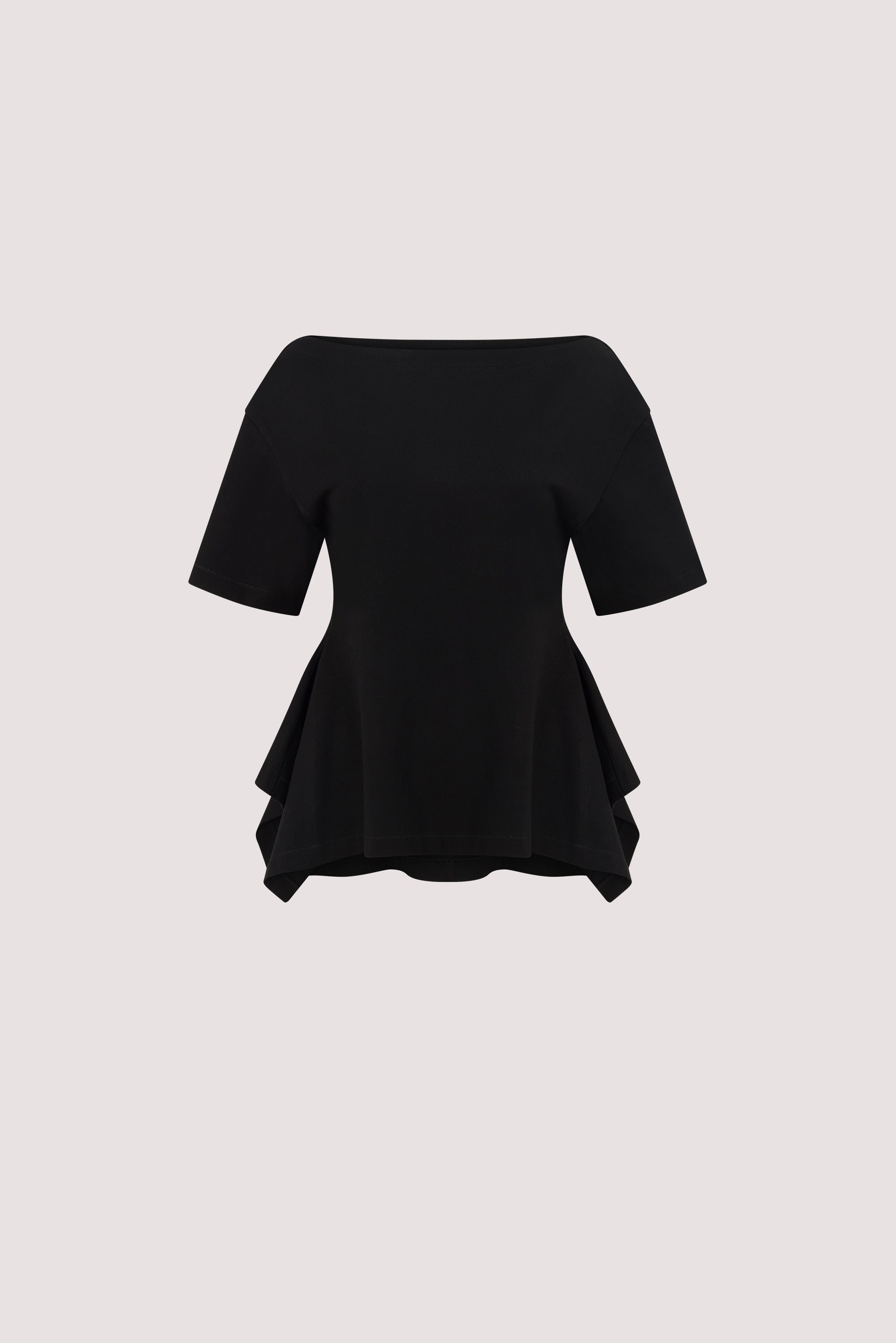 VERA BLACK HANDKERCHIEF HEM TEE