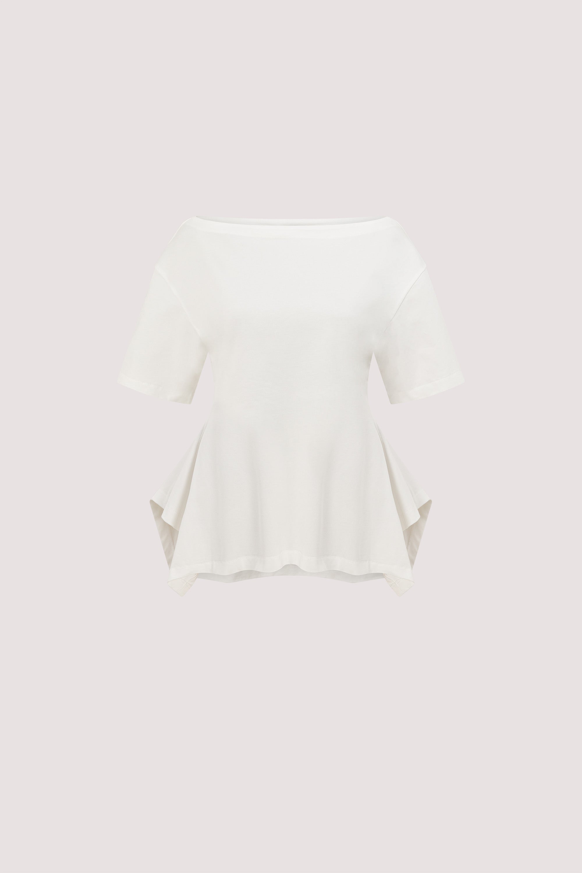 VERA WHITE HANDKERCHIEF HEM TEE