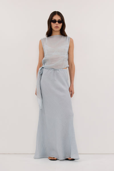 Helena  wearing LENA MINERAL RAMIE TIE TOP