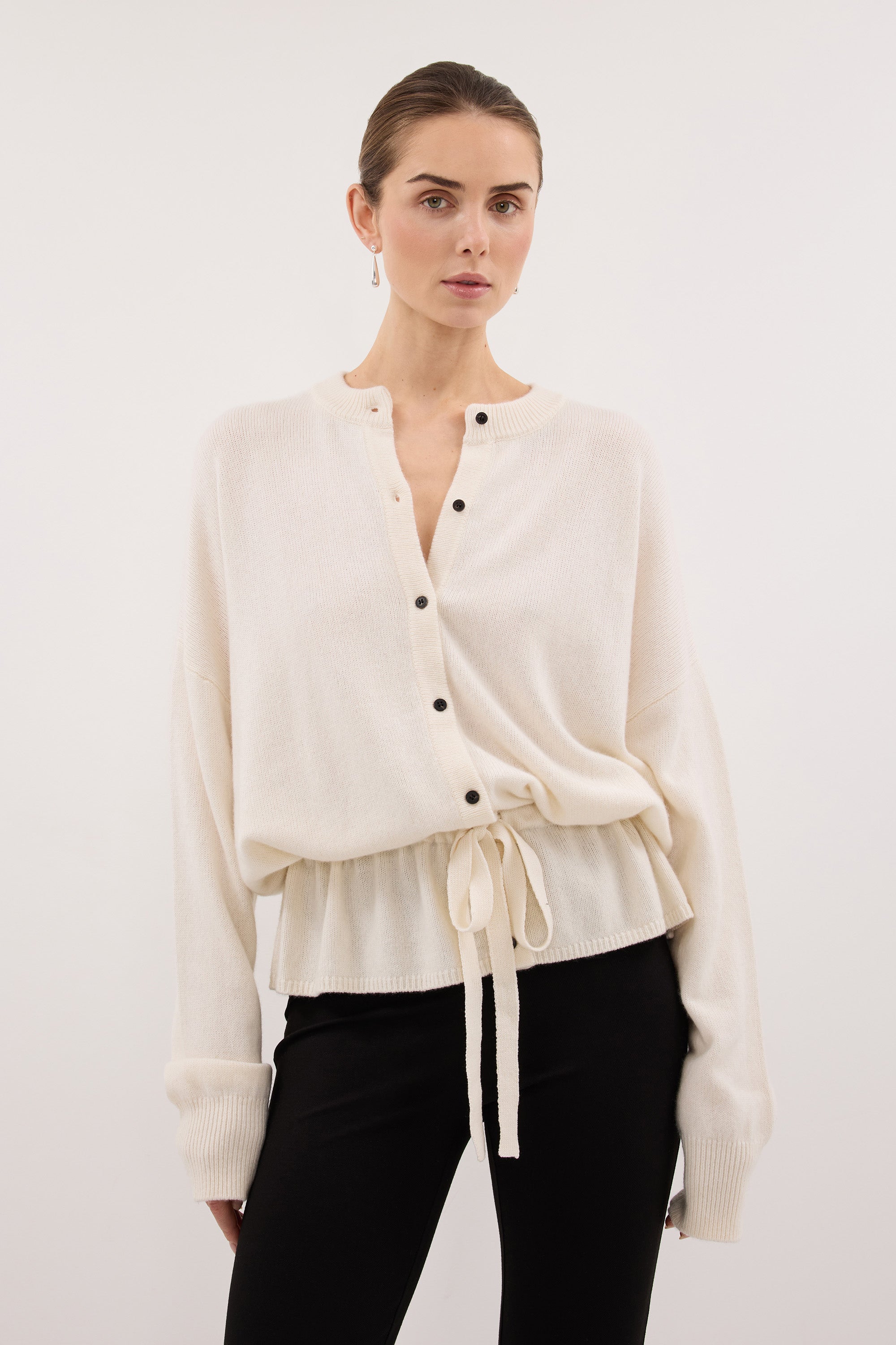 SAILOR IVORY BELTED CARDIGAN