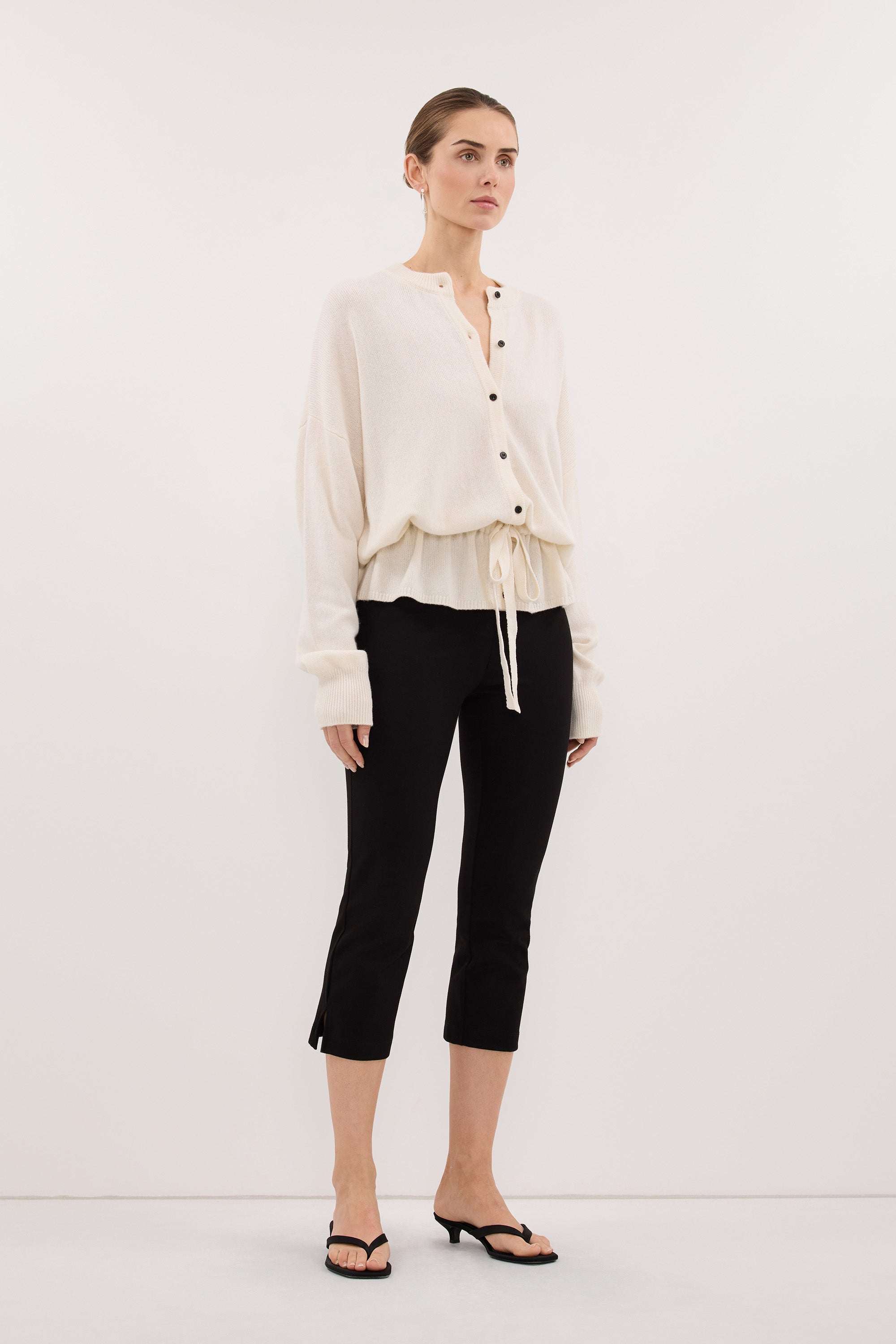 SAILOR IVORY BELTED CARDIGAN