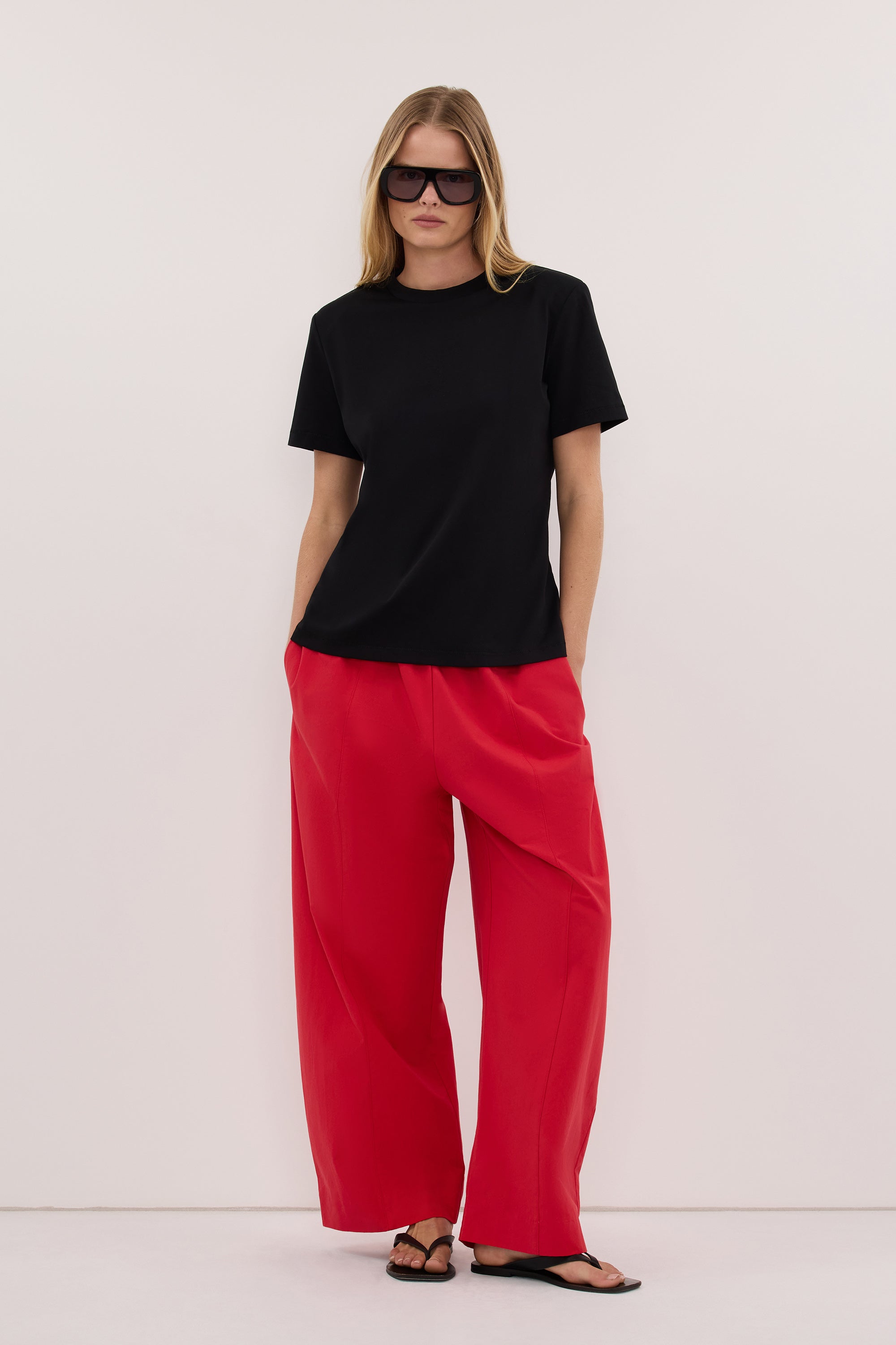 DARCY BLACK SHOULDER PAD TEE