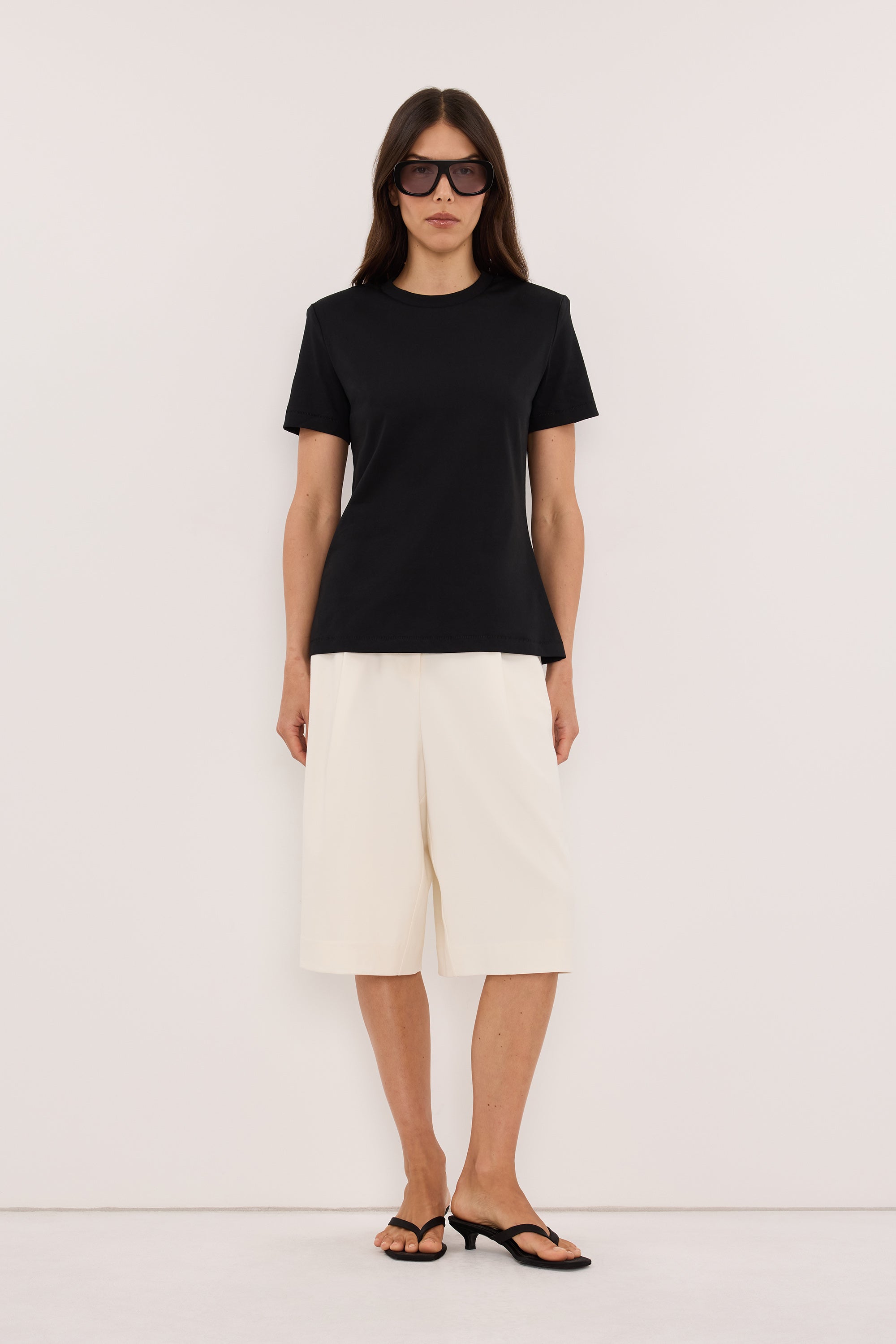 DARCY BLACK SHOULDER PAD TEE