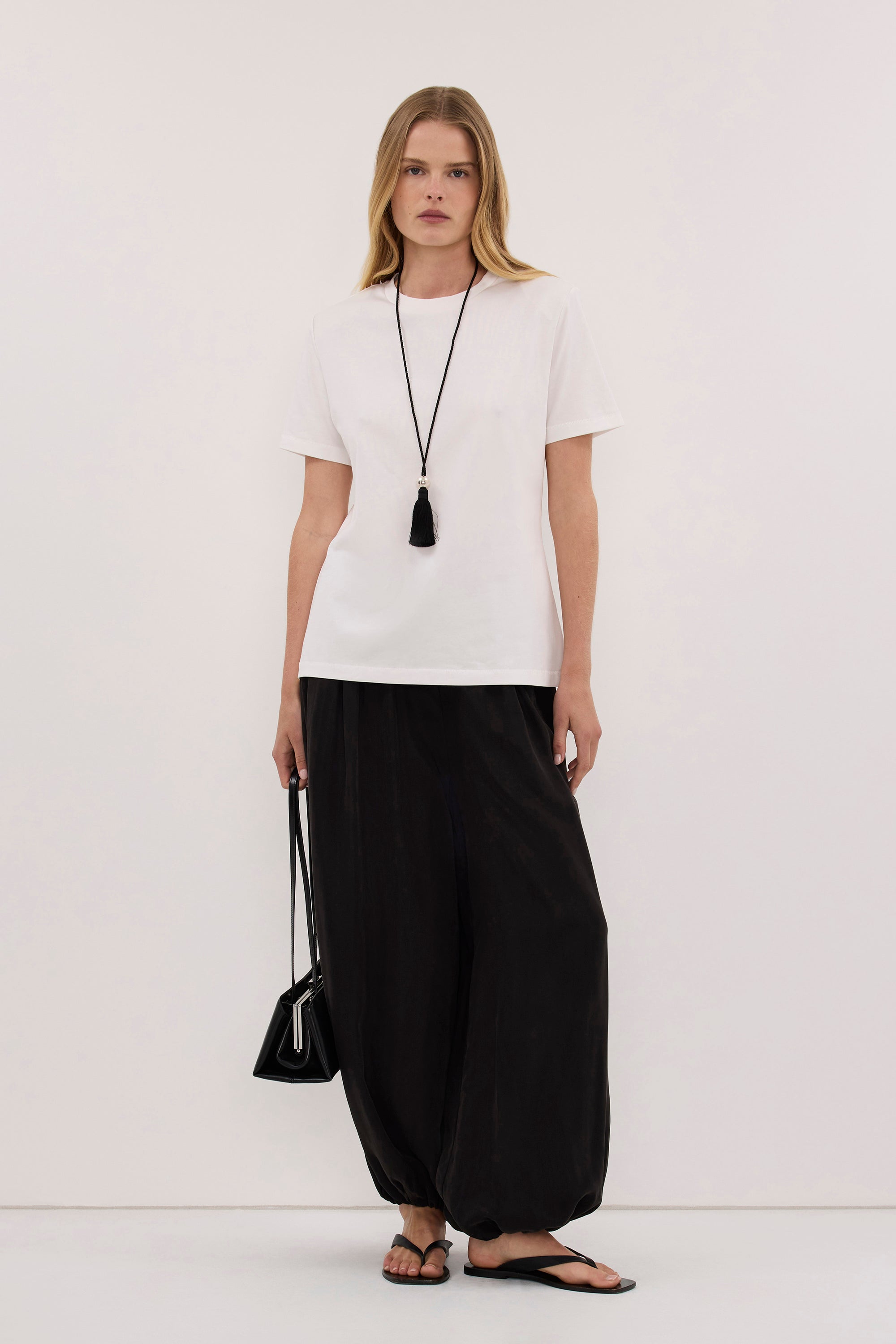DARCY WHITE SHOULDER PAD TEE