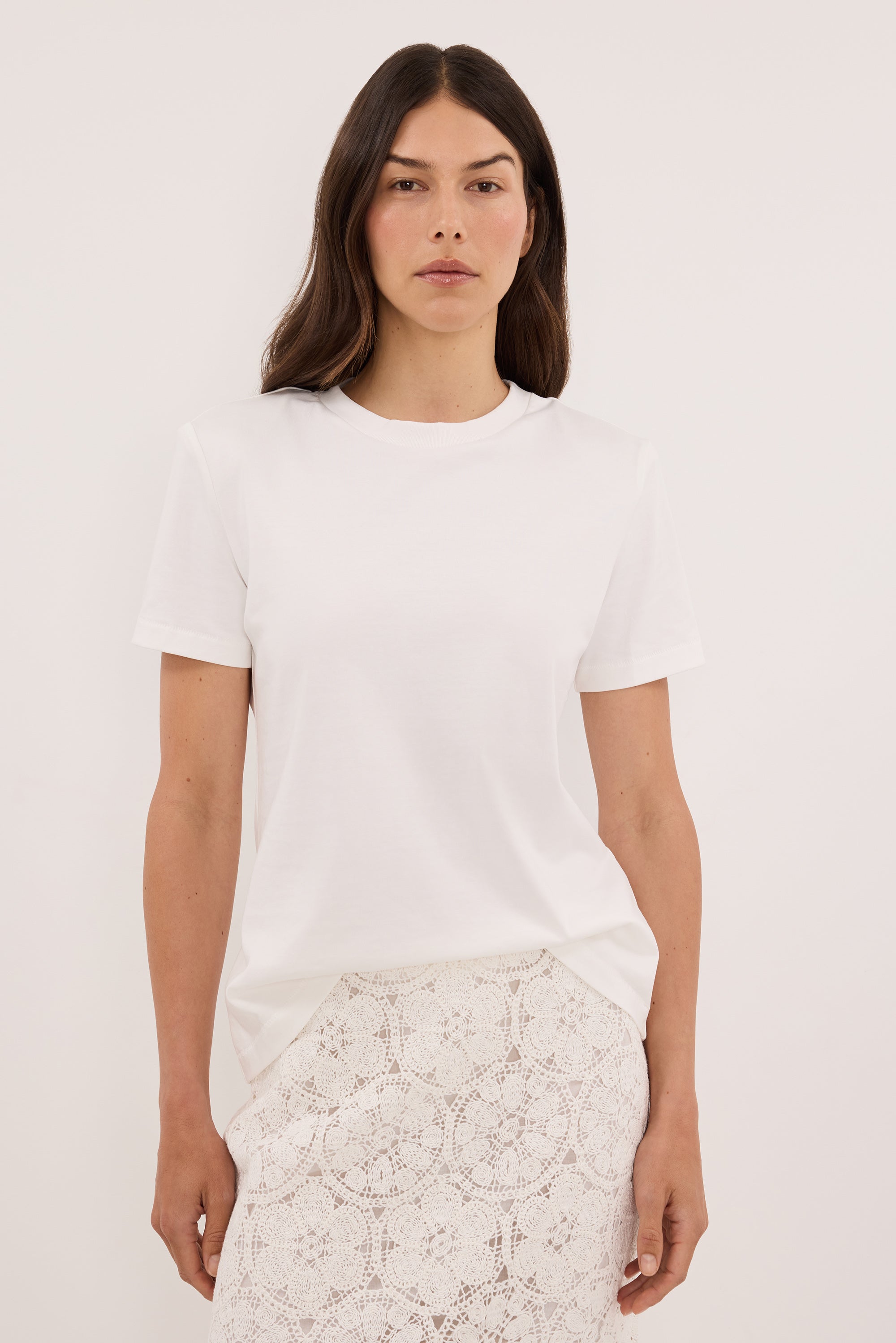 DARCY WHITE SHOULDER PAD TEE
