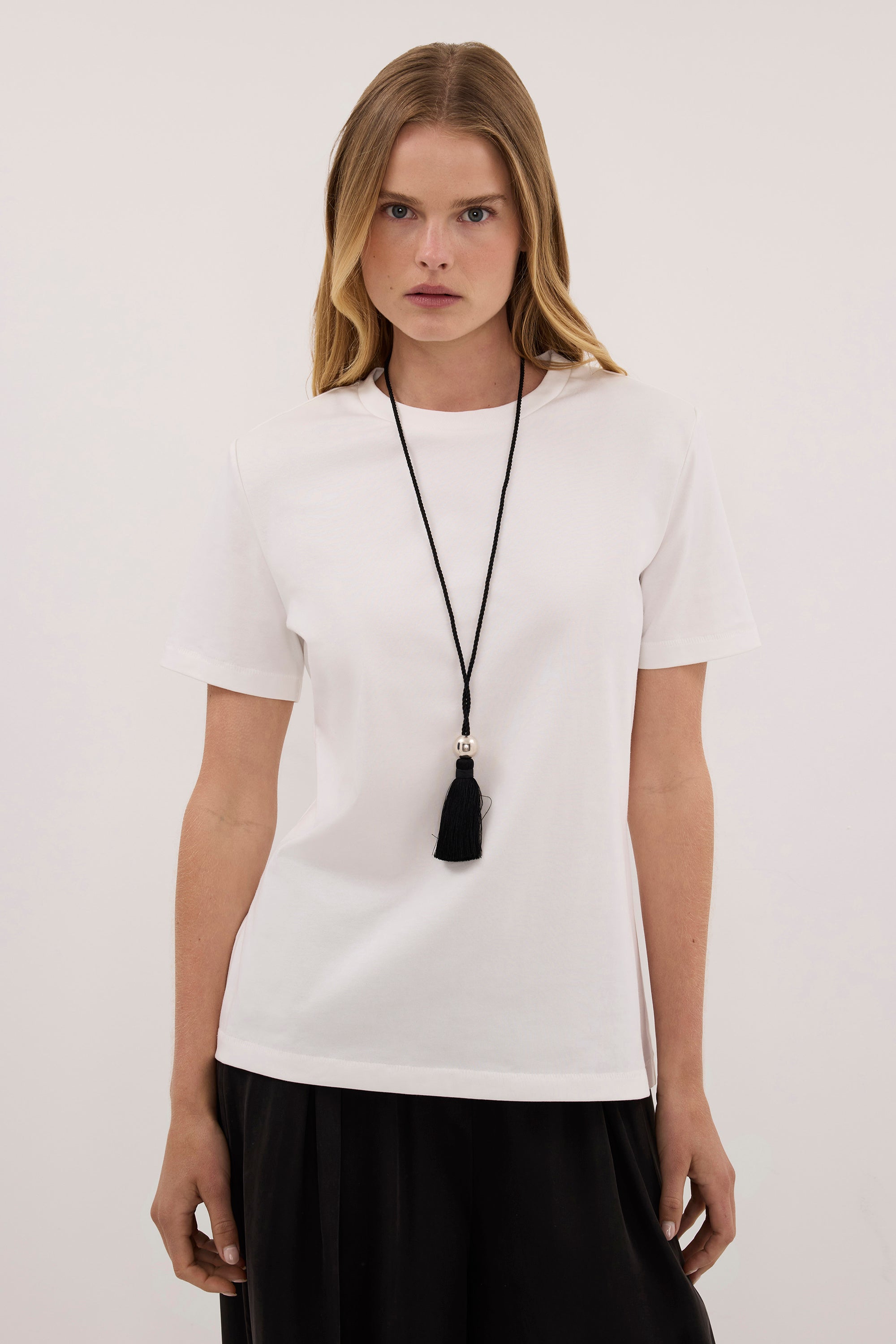 DARCY WHITE SHOULDER PAD TEE