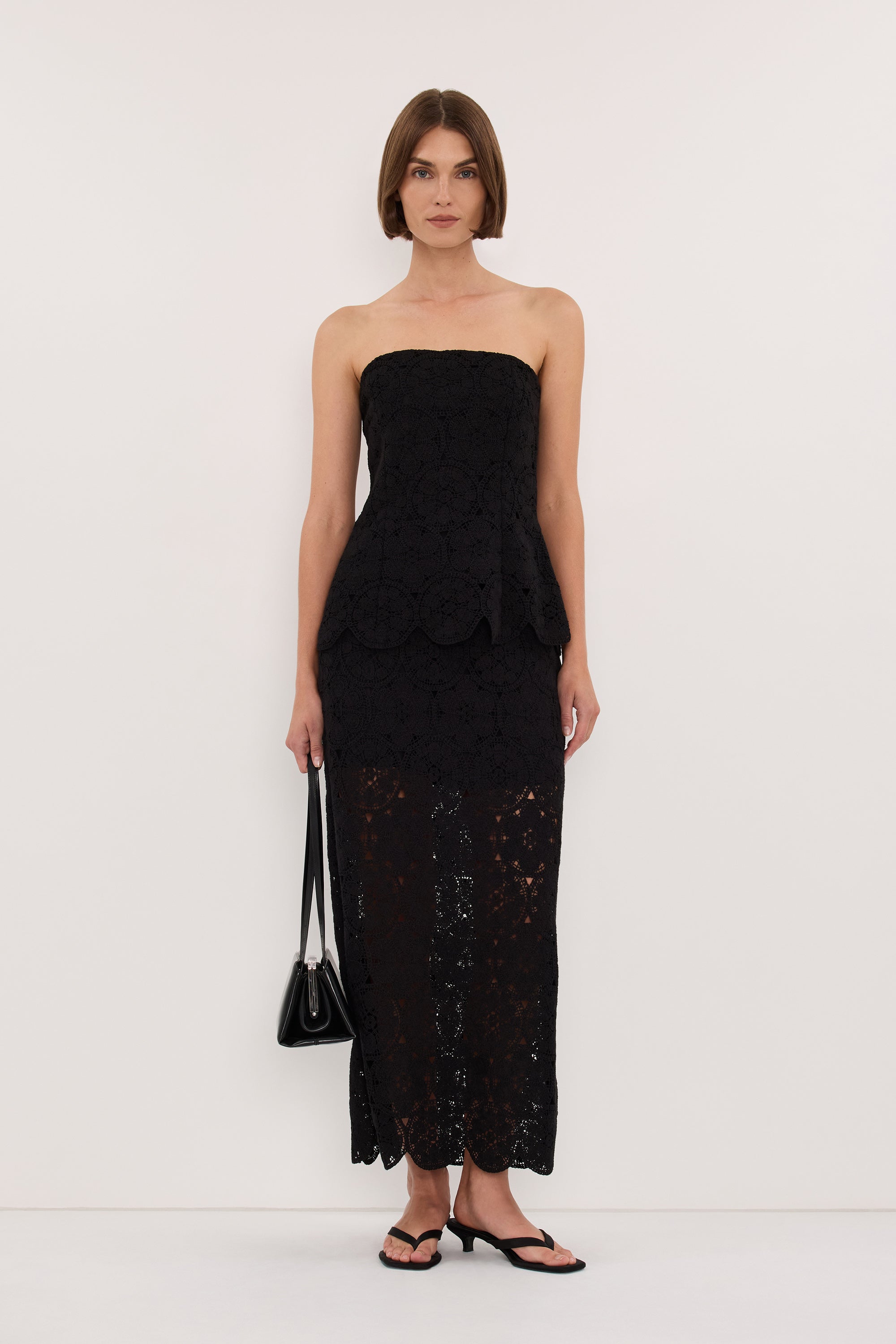 CLOUDIA BLACK LACE STRAPLESS TOP