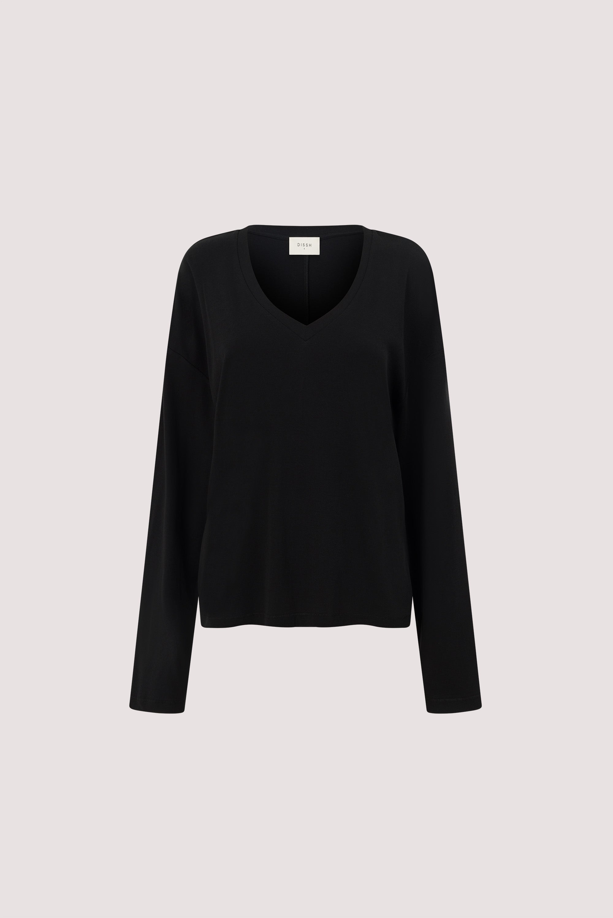 DARINA BLACK V NECK SLEEVED TOP
