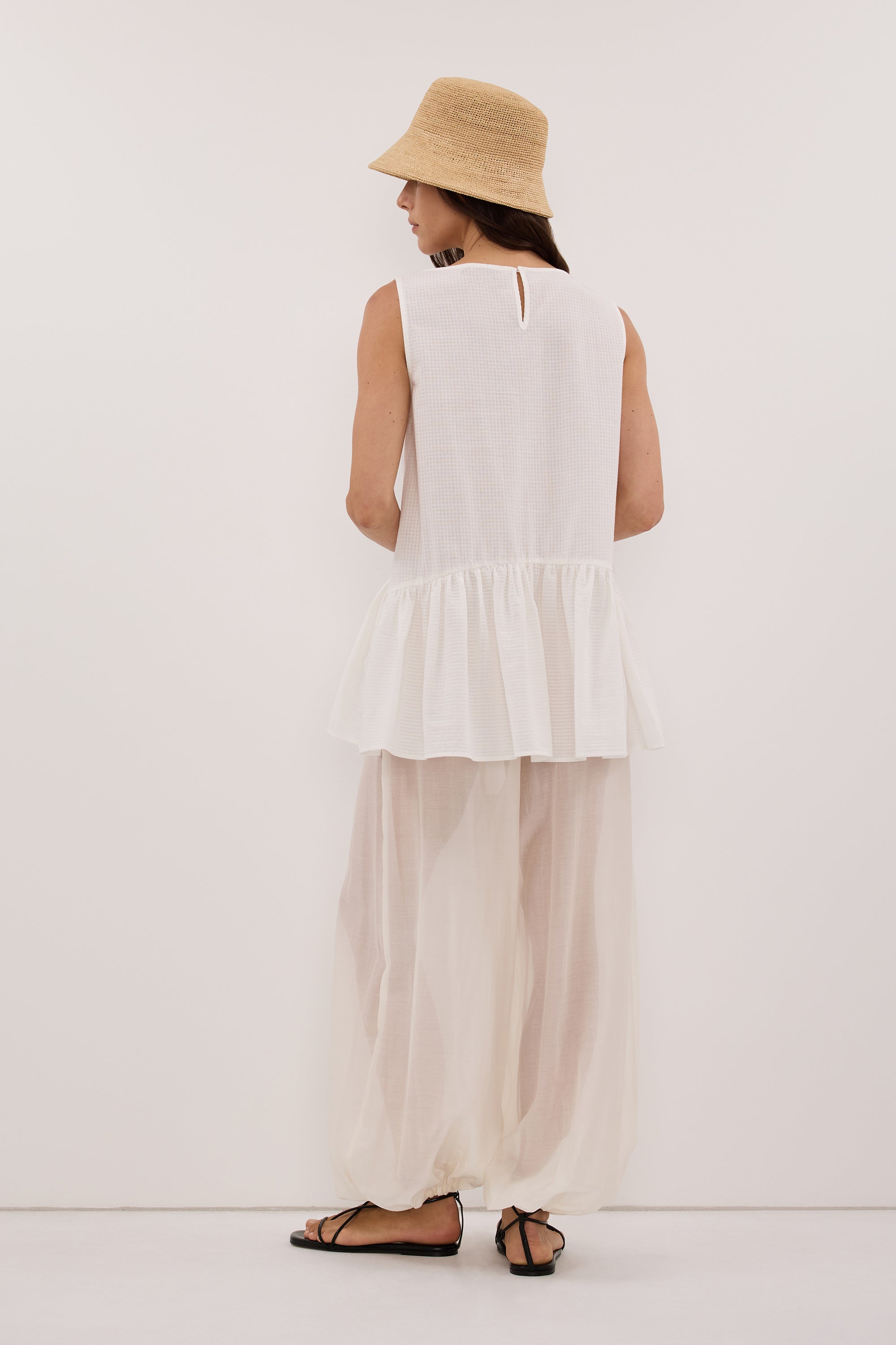 SAMMY WHITE COTTON DROP WAIST TOP