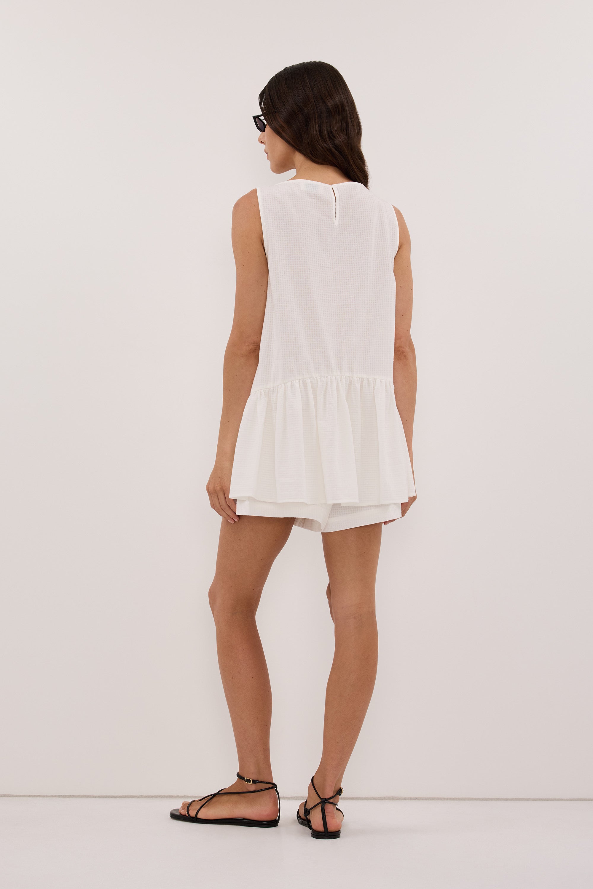 SAMMY WHITE COTTON DROP WAIST TOP