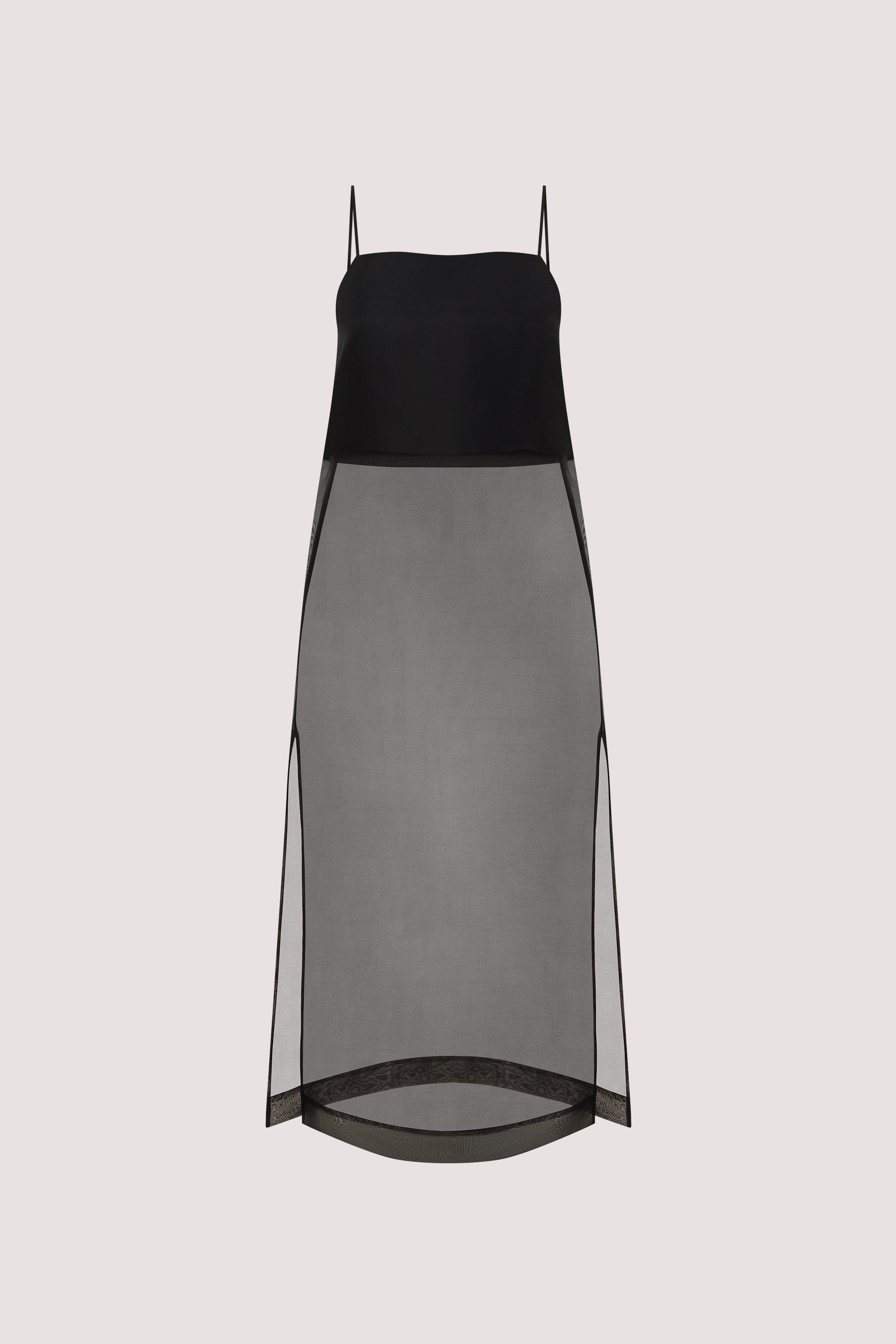 SIAN BLACK SILK ORGANZA TUNIC TOP