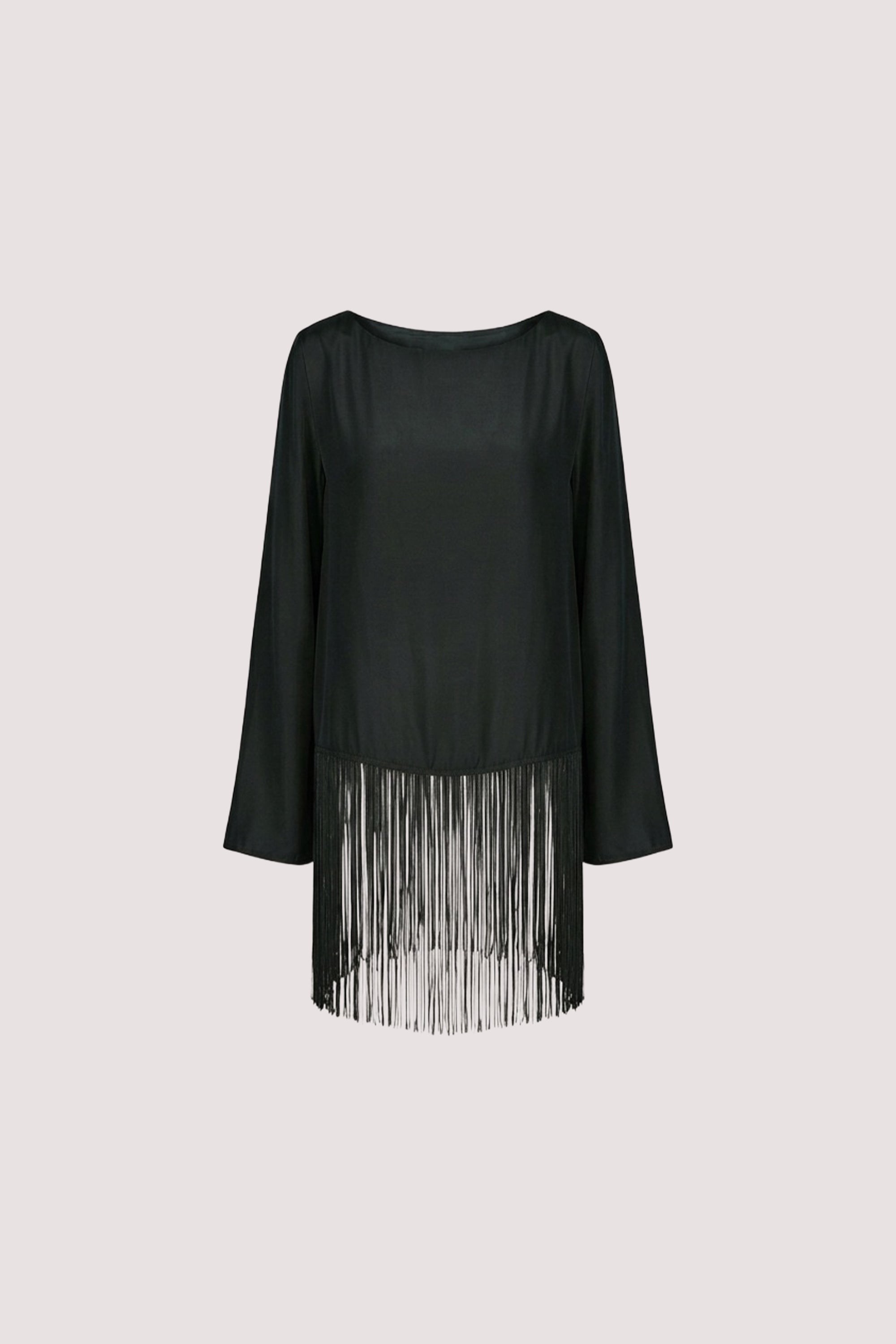 FIORA BLACK FRINGE LONG SLEEVE TOP - PRE ORDER