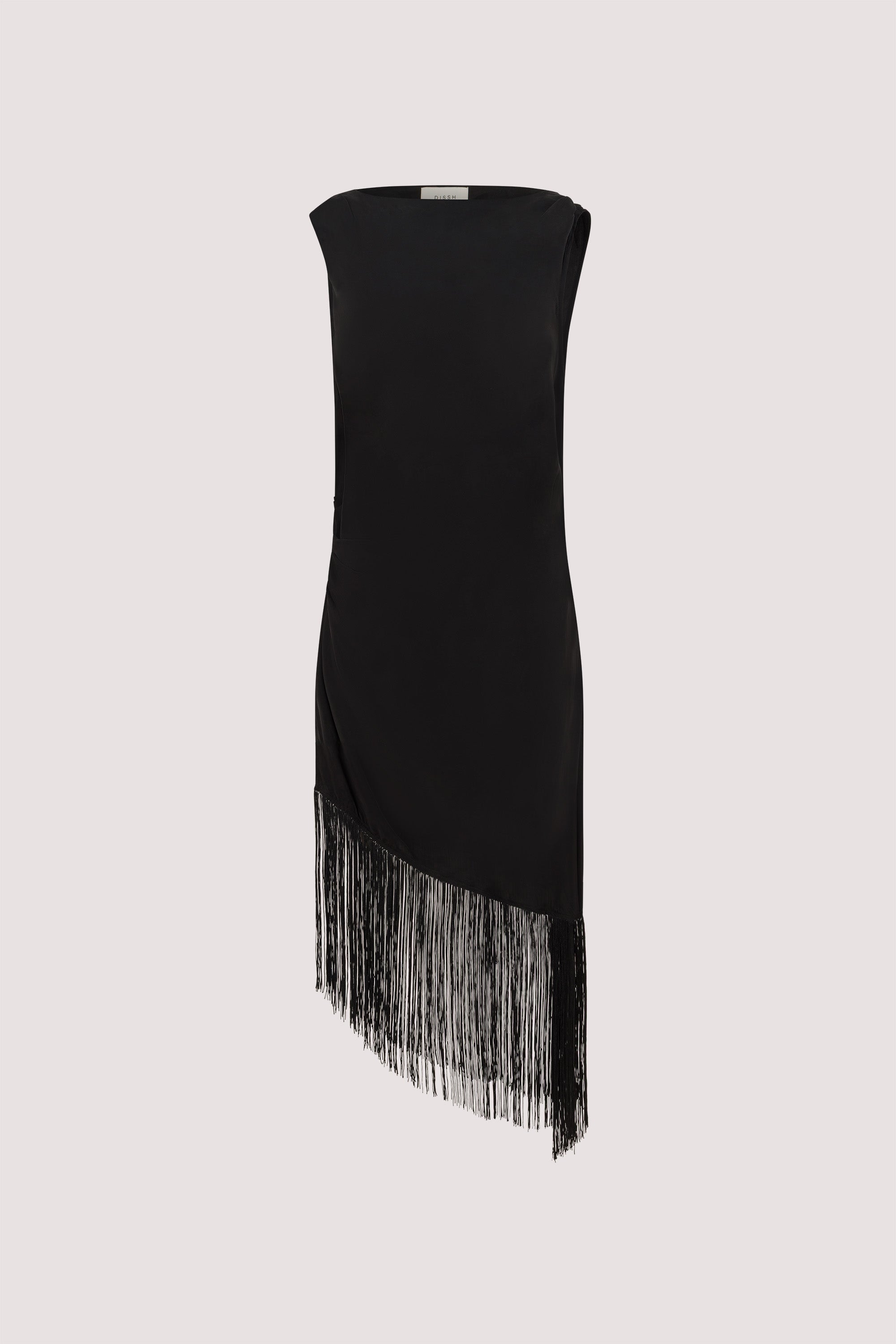 FIORA BLACK FRINGE ASYM TOP