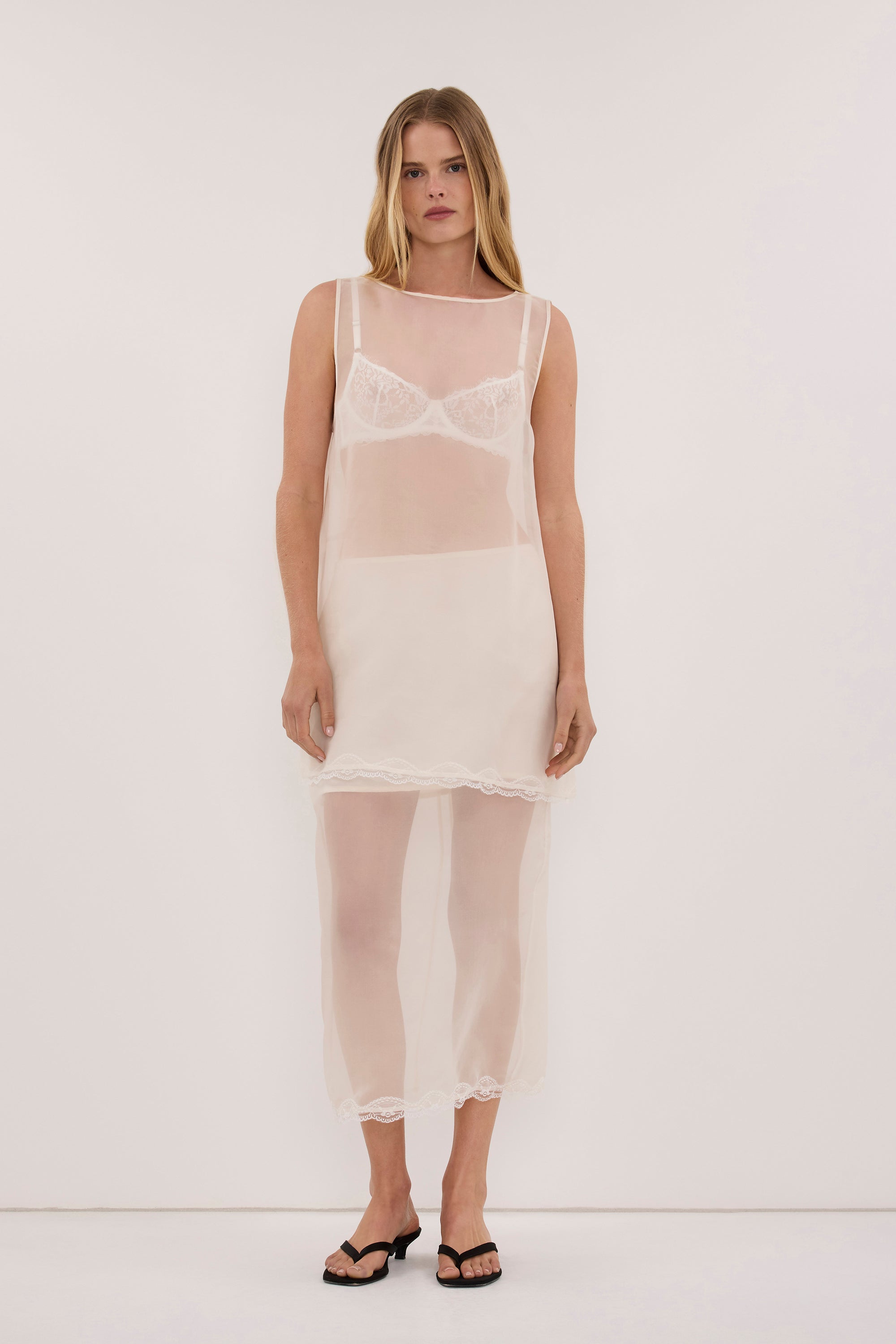RAPHAEL IVORY SILK ORGANZA TOP