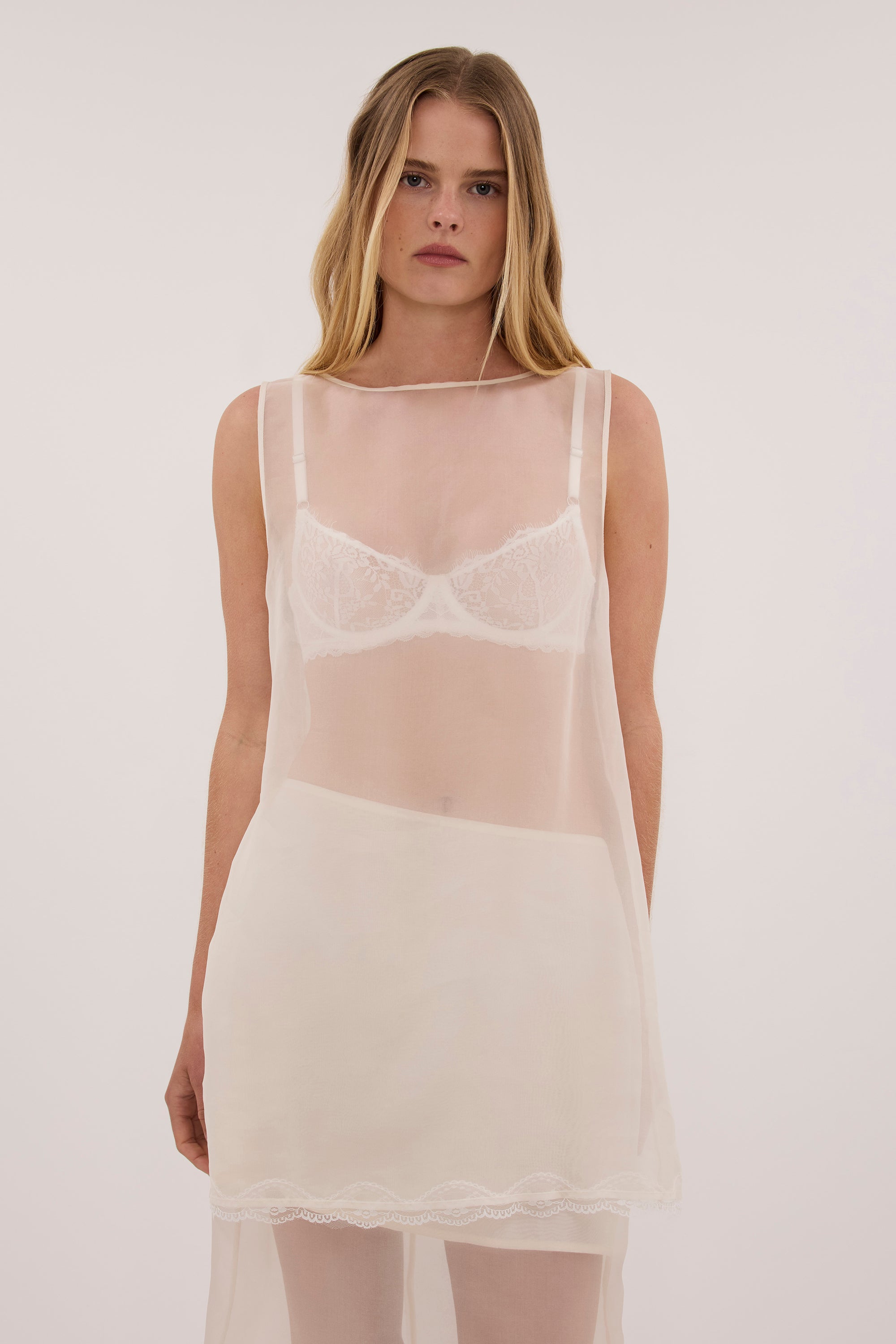 RAPHAEL IVORY SILK ORGANZA TOP