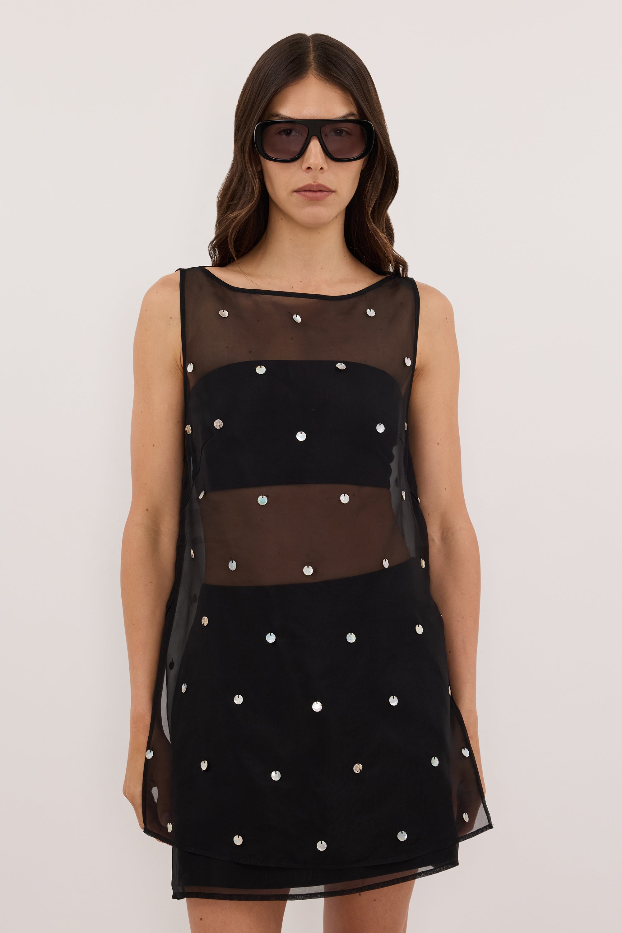 SOLEIL BLACK SILK ORGANZA TOP