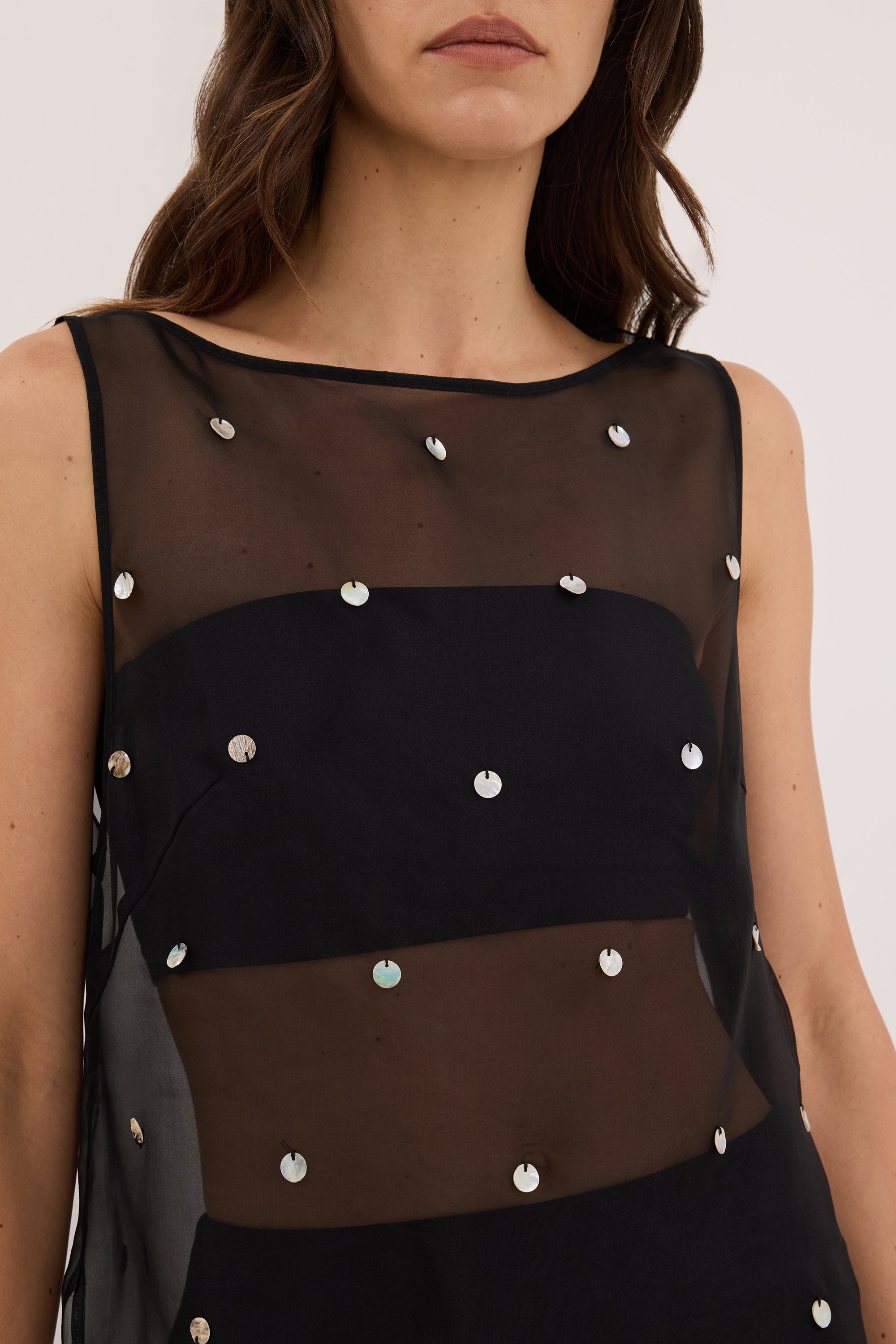 SOLEIL BLACK SILK ORGANZA TOP