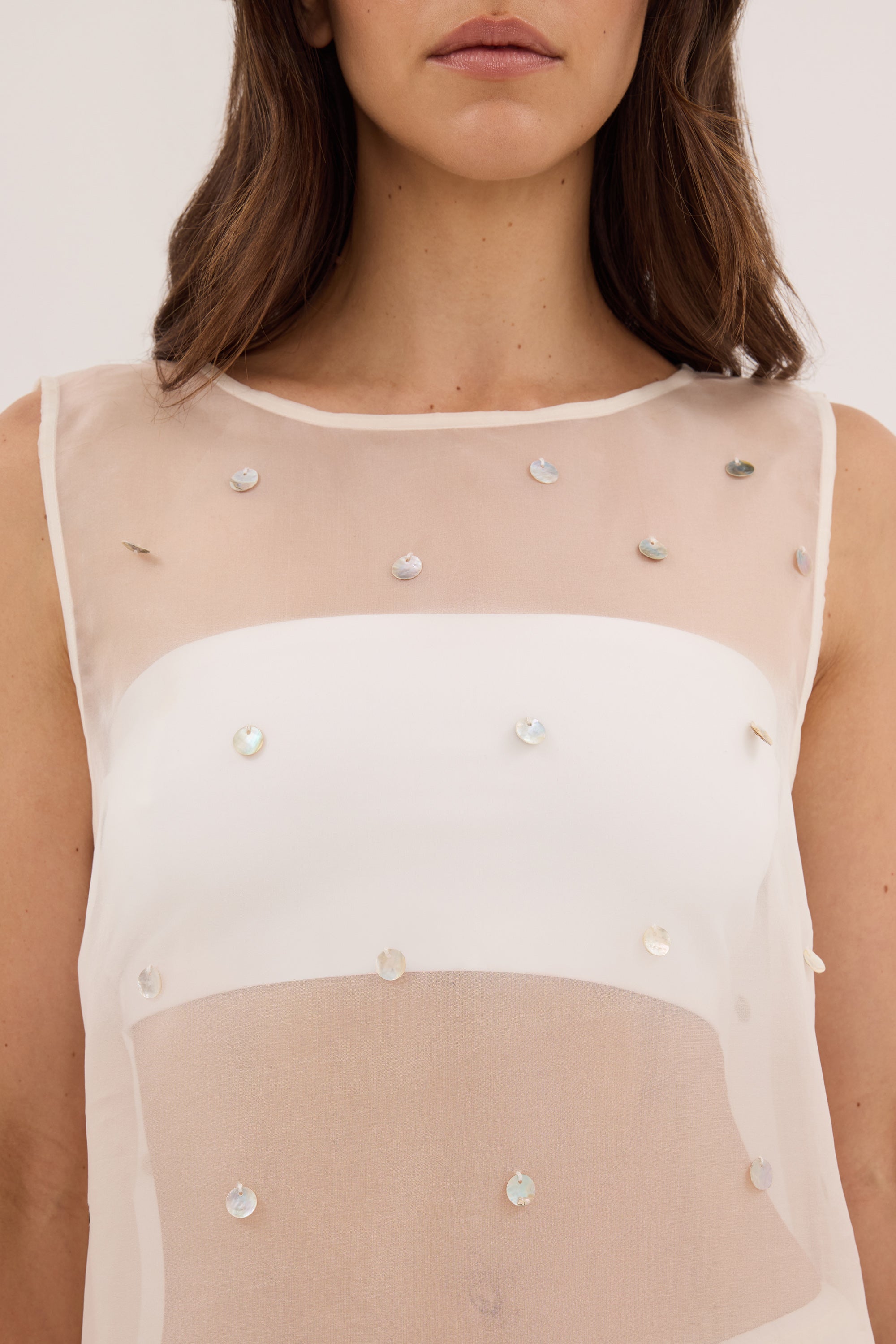 SOLEIL IVORY SILK ORGANZA TOP