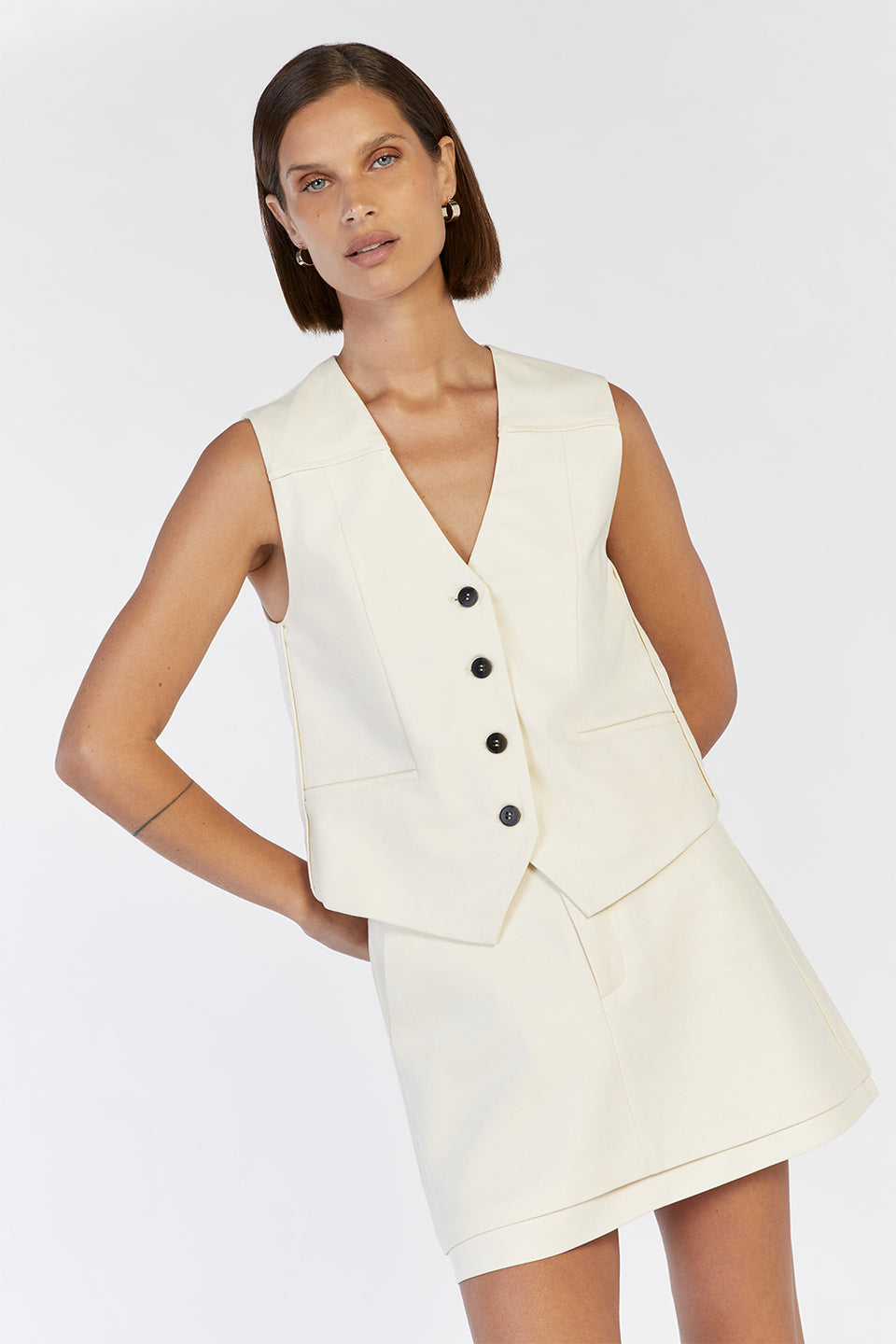BECKHAM CREAM MINI SKIRT Clothing DISSH Boutiques 