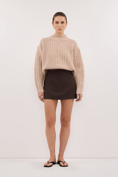 Stas wearing SOHO BITTER CHOC TAILORED SKORT