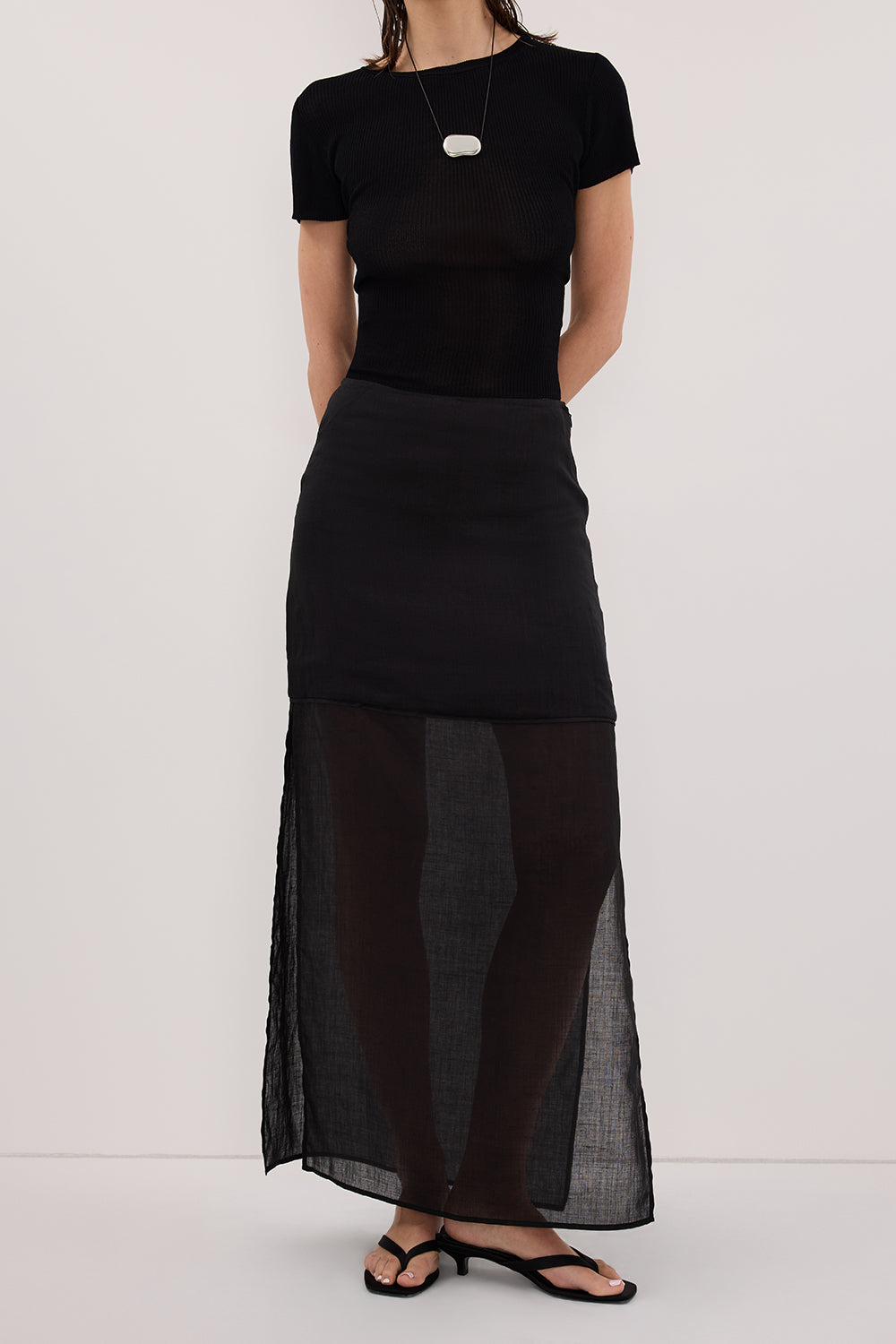 KAI BLACK RAMIE MIDI SKIRT Clothing DISSH Boutiques 
