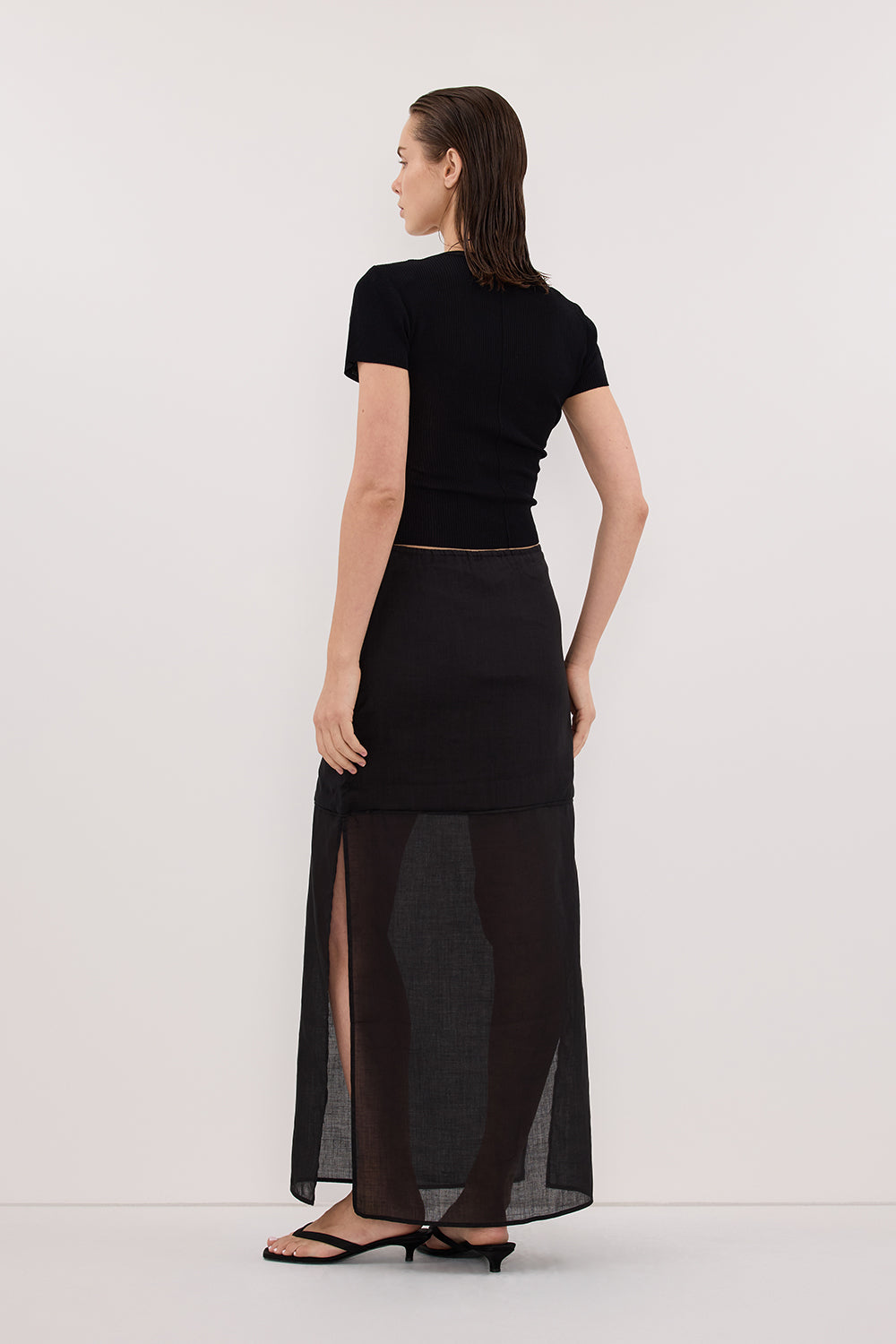 KAI BLACK RAMIE MIDI SKIRT Clothing DISSH Boutiques 