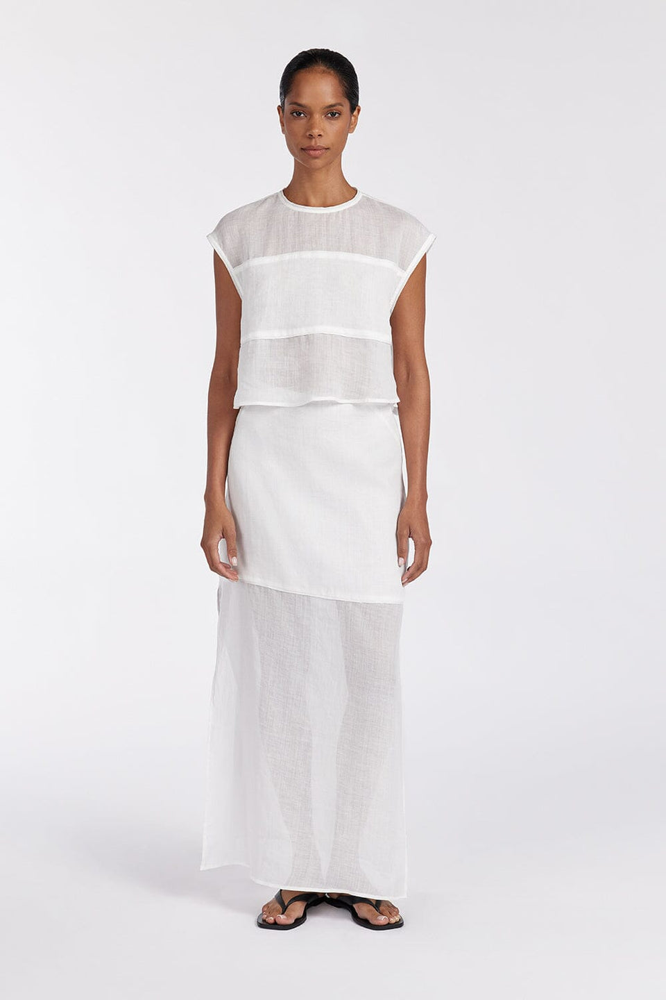 KAI WHITE RAMIE MIDI SKIRT Clothing DISSH Boutiques 16 WHITE 