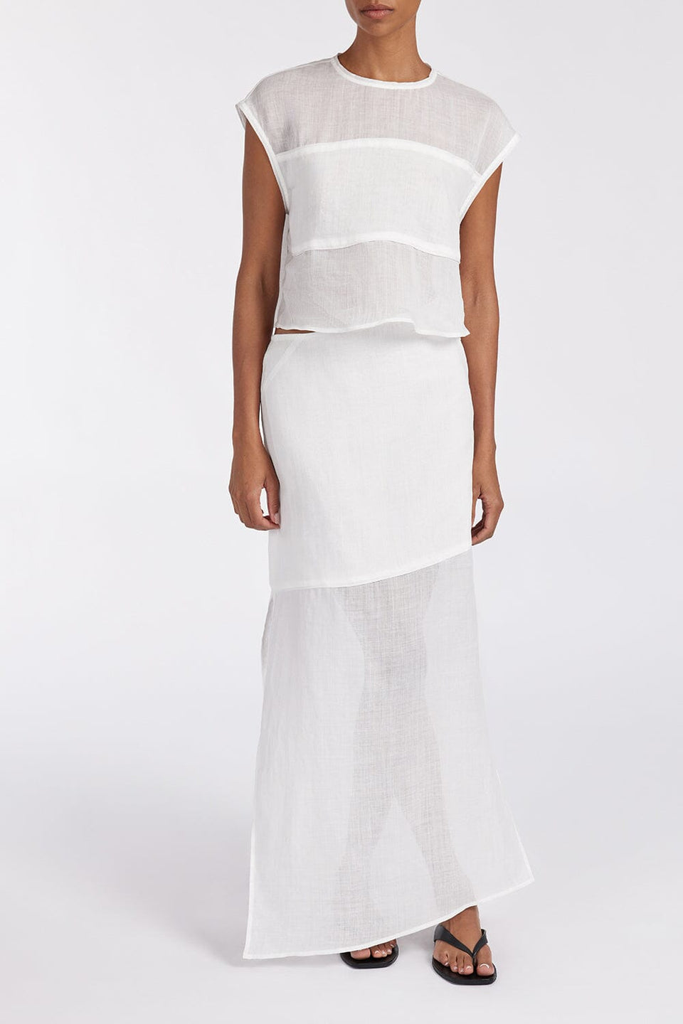 KAI WHITE RAMIE MIDI SKIRT Clothing DISSH Boutiques 