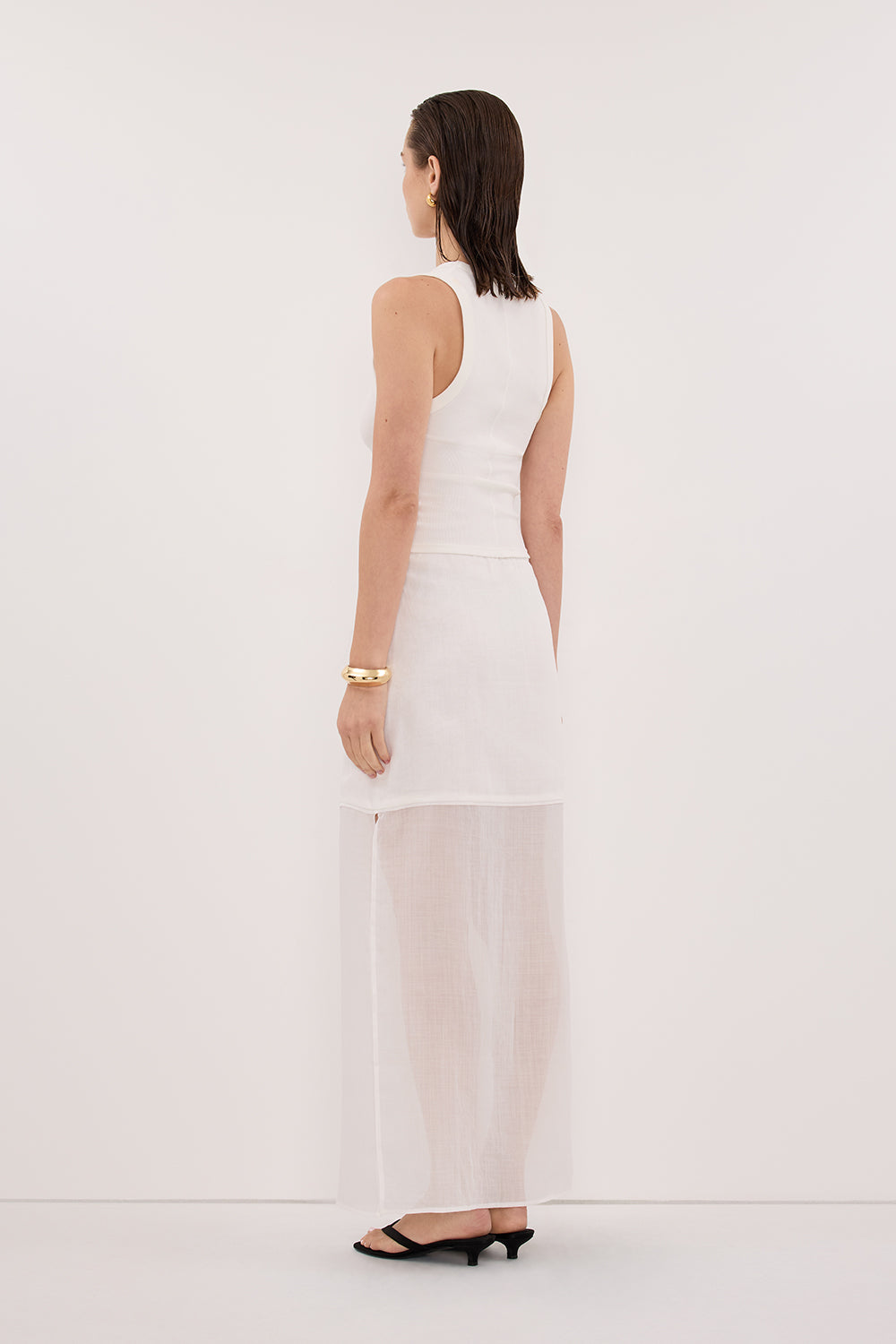 KAI WHITE RAMIE MIDI SKIRT Clothing DISSH Boutiques 