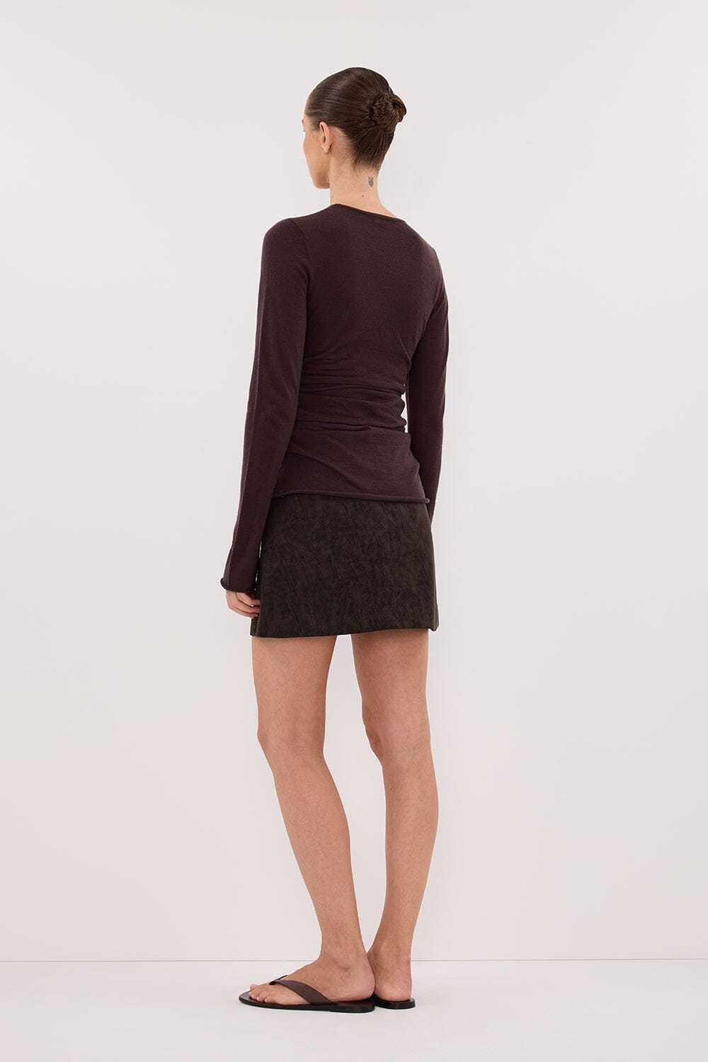OAKLAND CHOC FAUX SUEDE MINI SKIRT Clothing DISSH Boutiques 