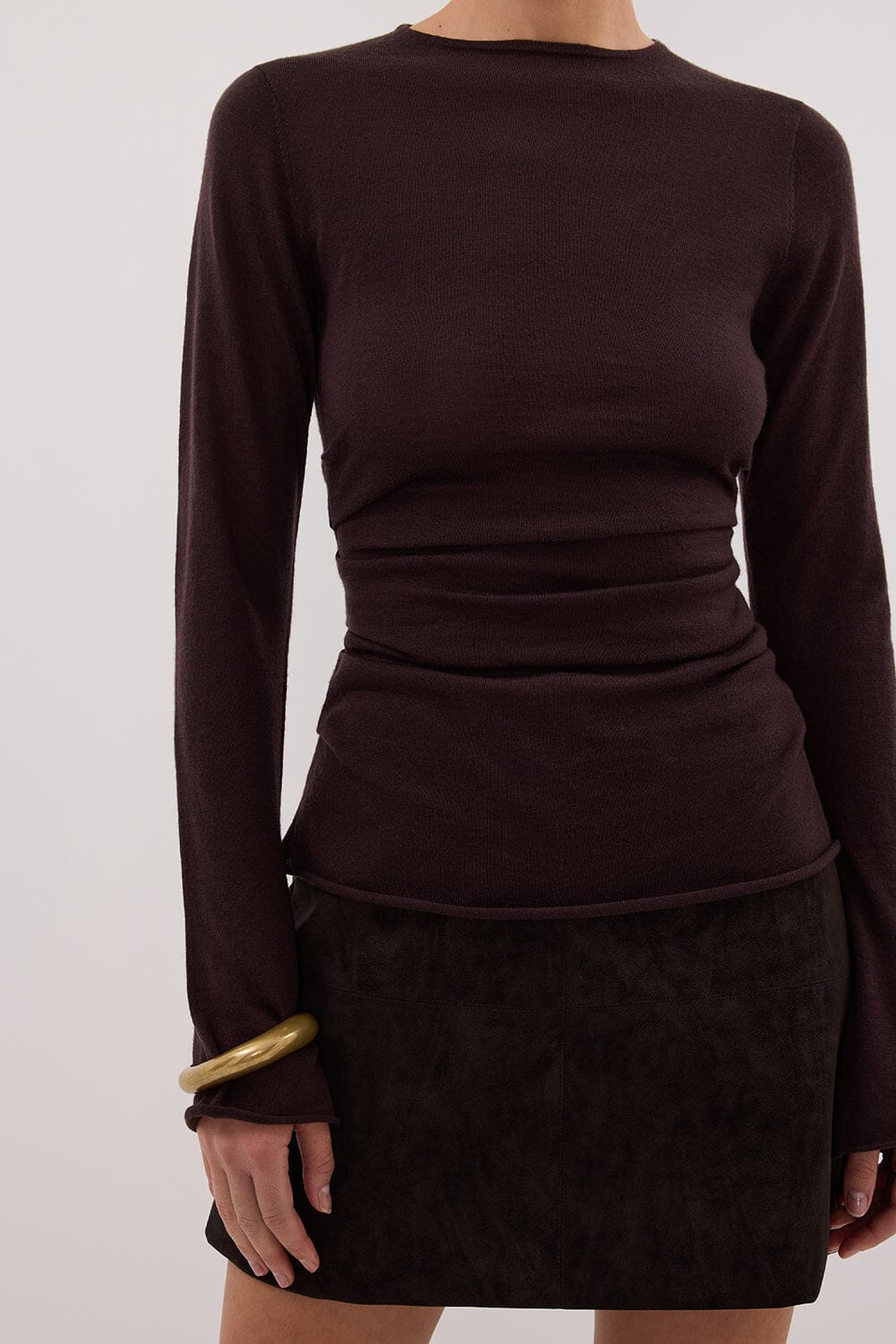 OAKLAND CHOC FAUX SUEDE MINI SKIRT Clothing DISSH Boutiques 