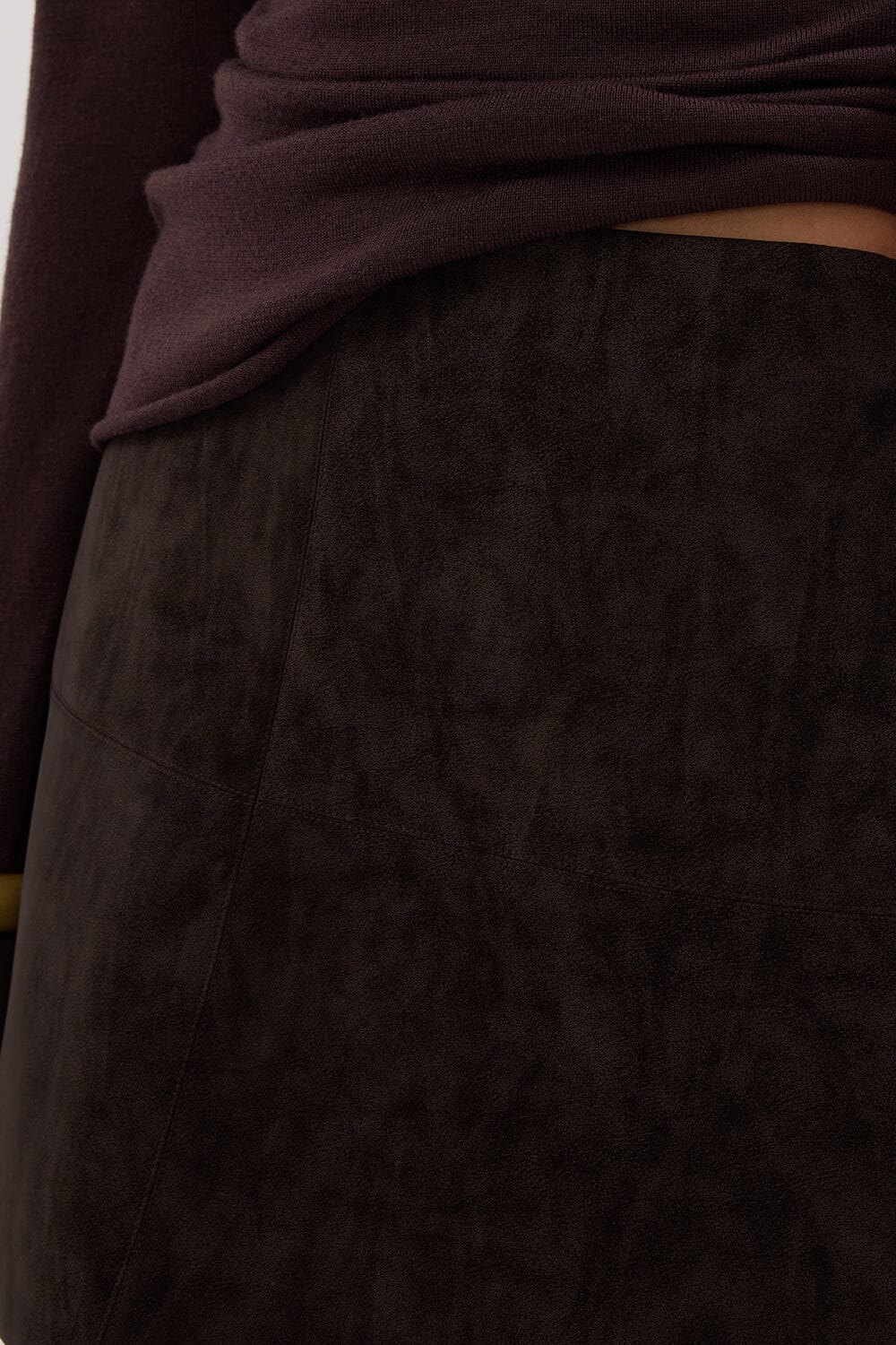OAKLAND CHOC FAUX SUEDE MINI SKIRT Clothing DISSH Boutiques 