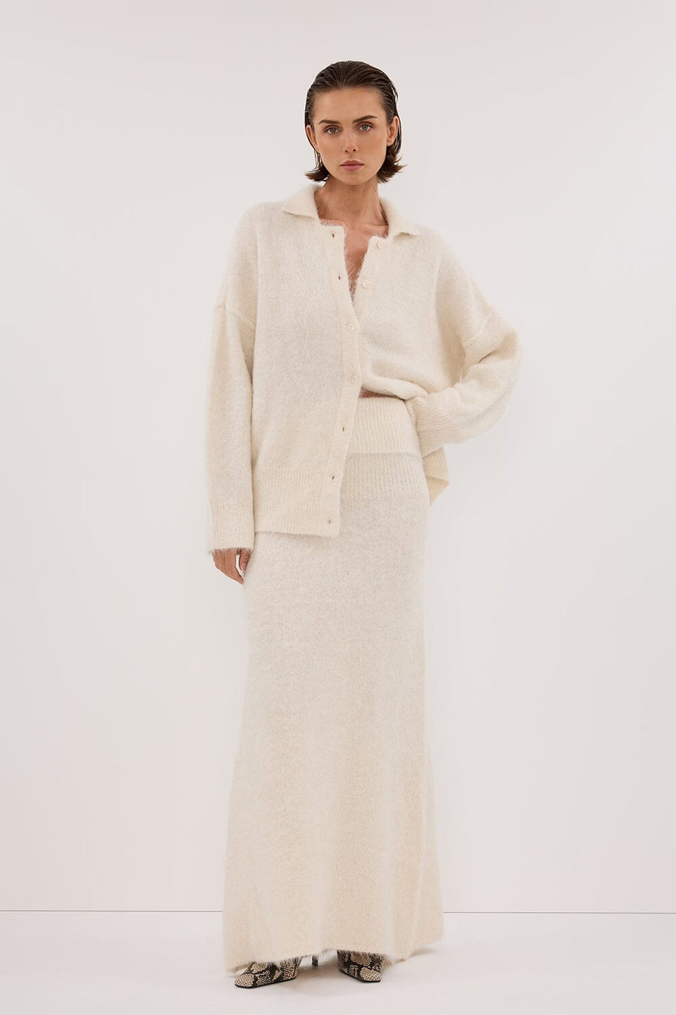 SALMA IVORY KNIT MAXI SKIRT Clothing DISSH Boutiques XS IVORY 
