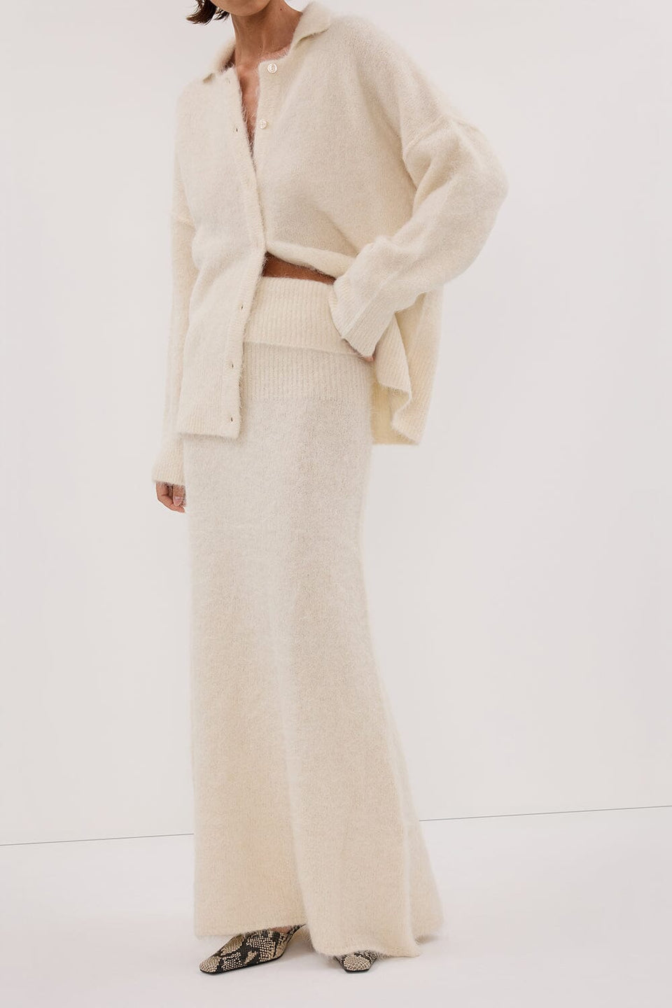 SALMA IVORY KNIT MAXI SKIRT Clothing DISSH Boutiques 