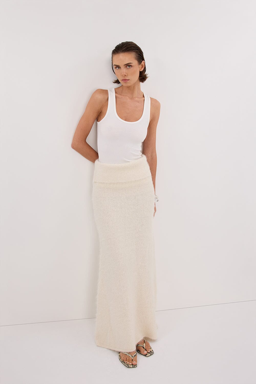 SALMA IVORY KNIT MAXI SKIRT Clothing DISSH Boutiques 
