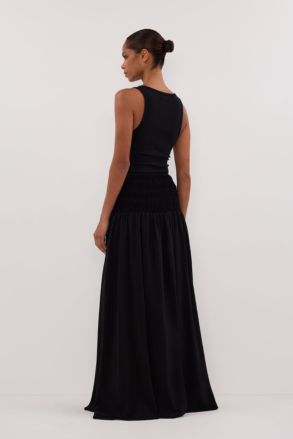 SIERRA BLACK TEXTURED MIDI SKIRT Clothing DISSH Boutiques 