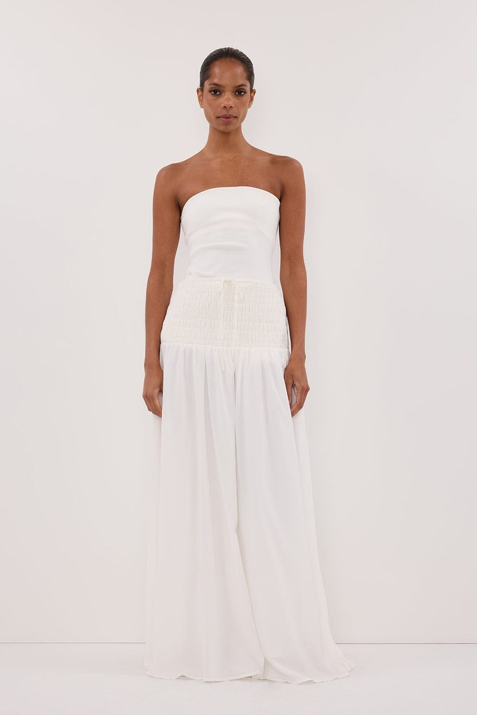 SIERRA WHITE TEXTURED MIDI SKIRT Clothing DISSH Boutiques 