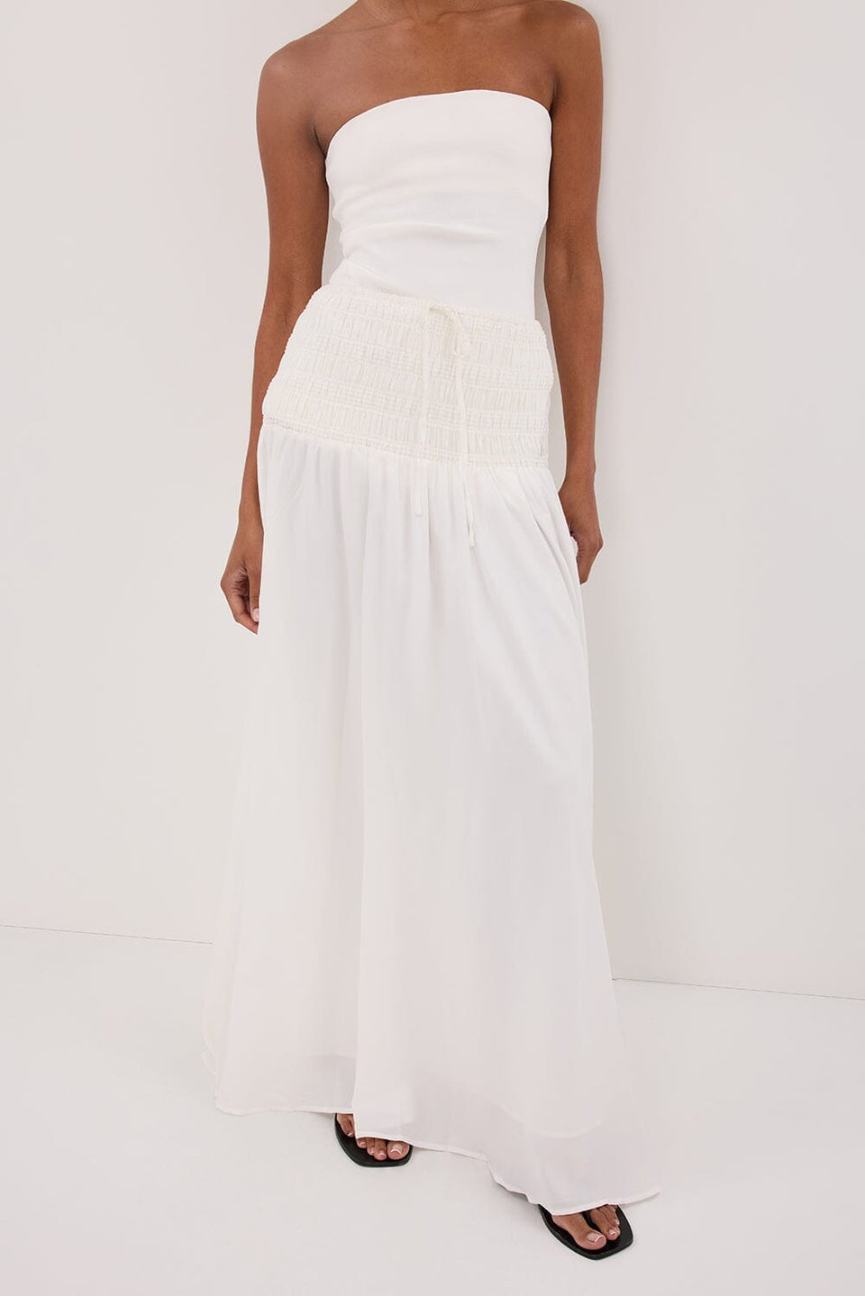SIERRA WHITE TEXTURED MIDI SKIRT Clothing DISSH Boutiques 