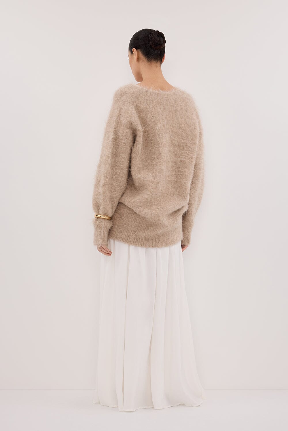 SIERRA WHITE TEXTURED MIDI SKIRT Clothing DISSH Boutiques 